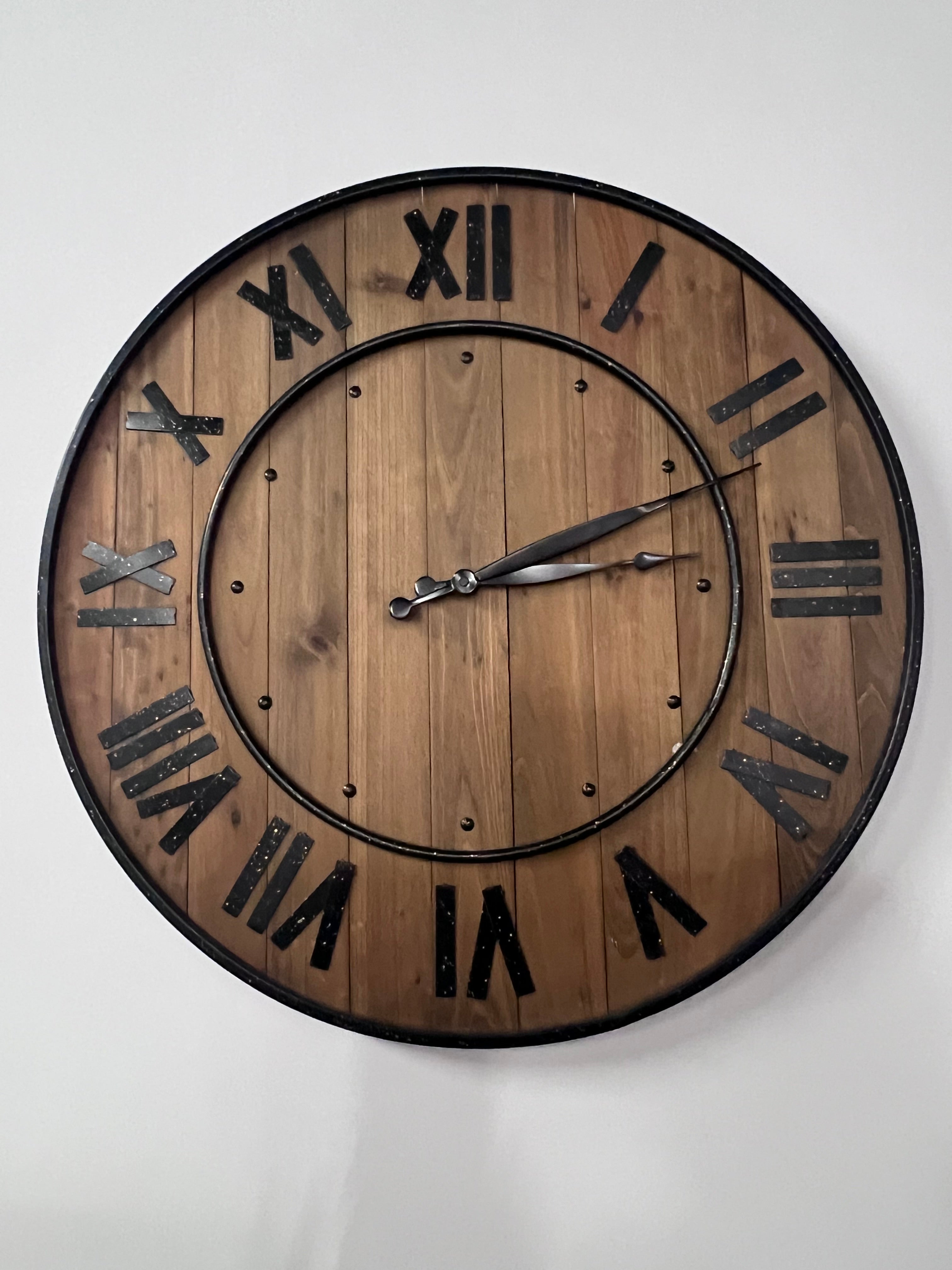 Rustic Wood Wall Clock with Roman Numerals