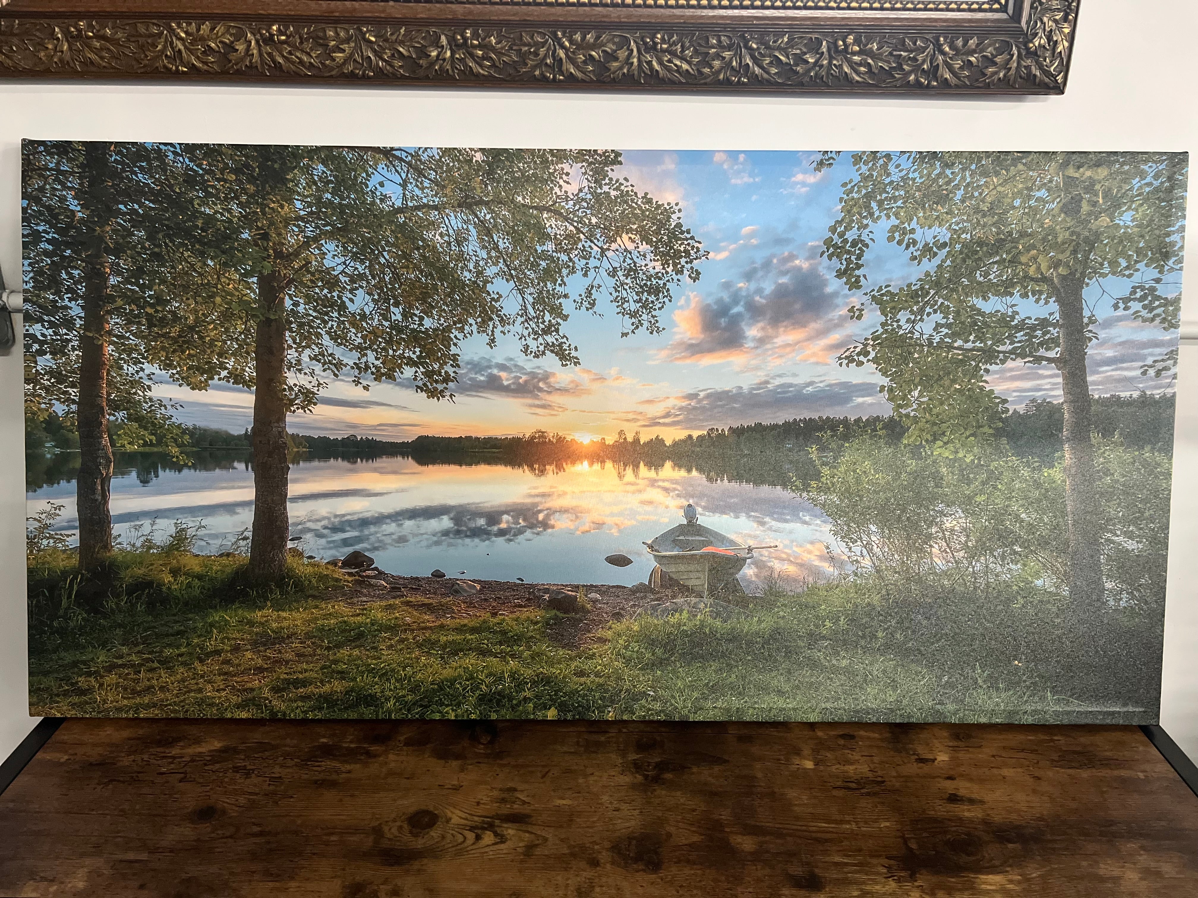 Lakeside Sunset Canvas Wall Art