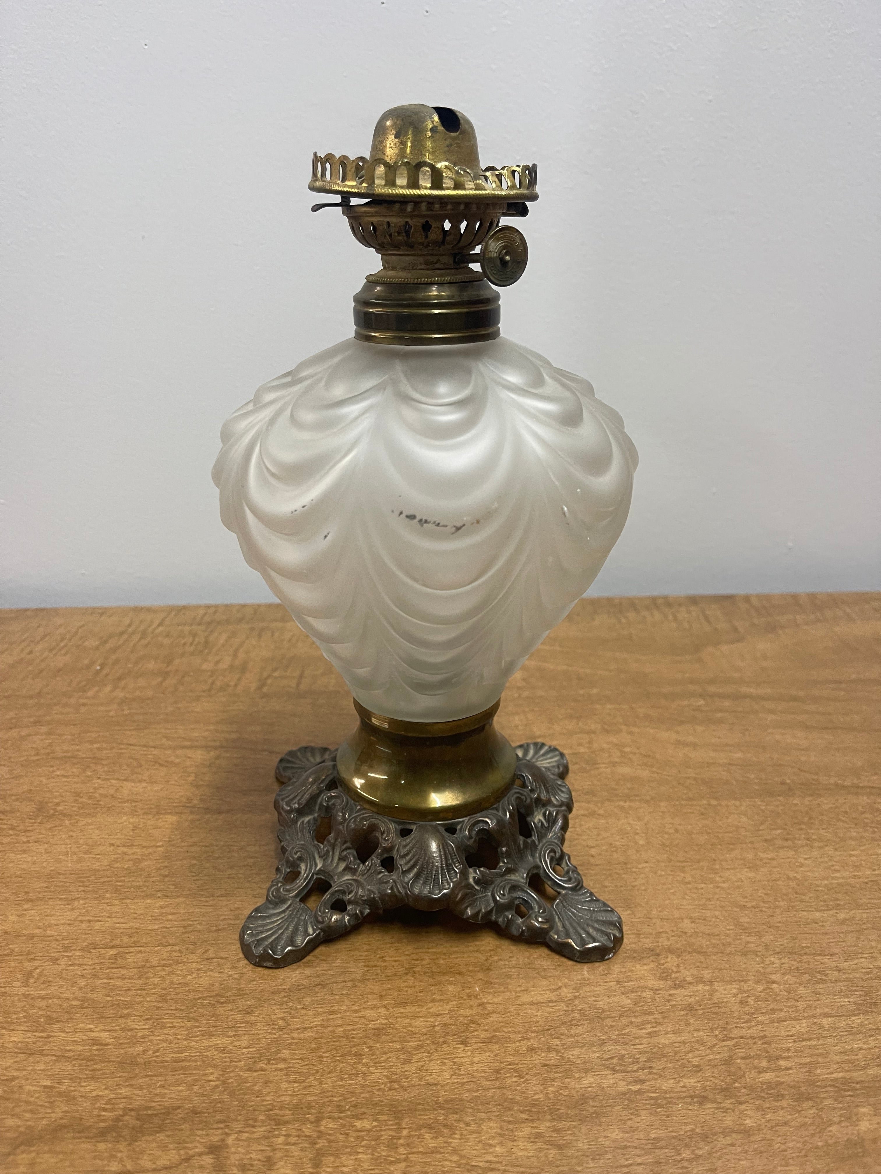 Vintage Frosted Glass Oil Lamp