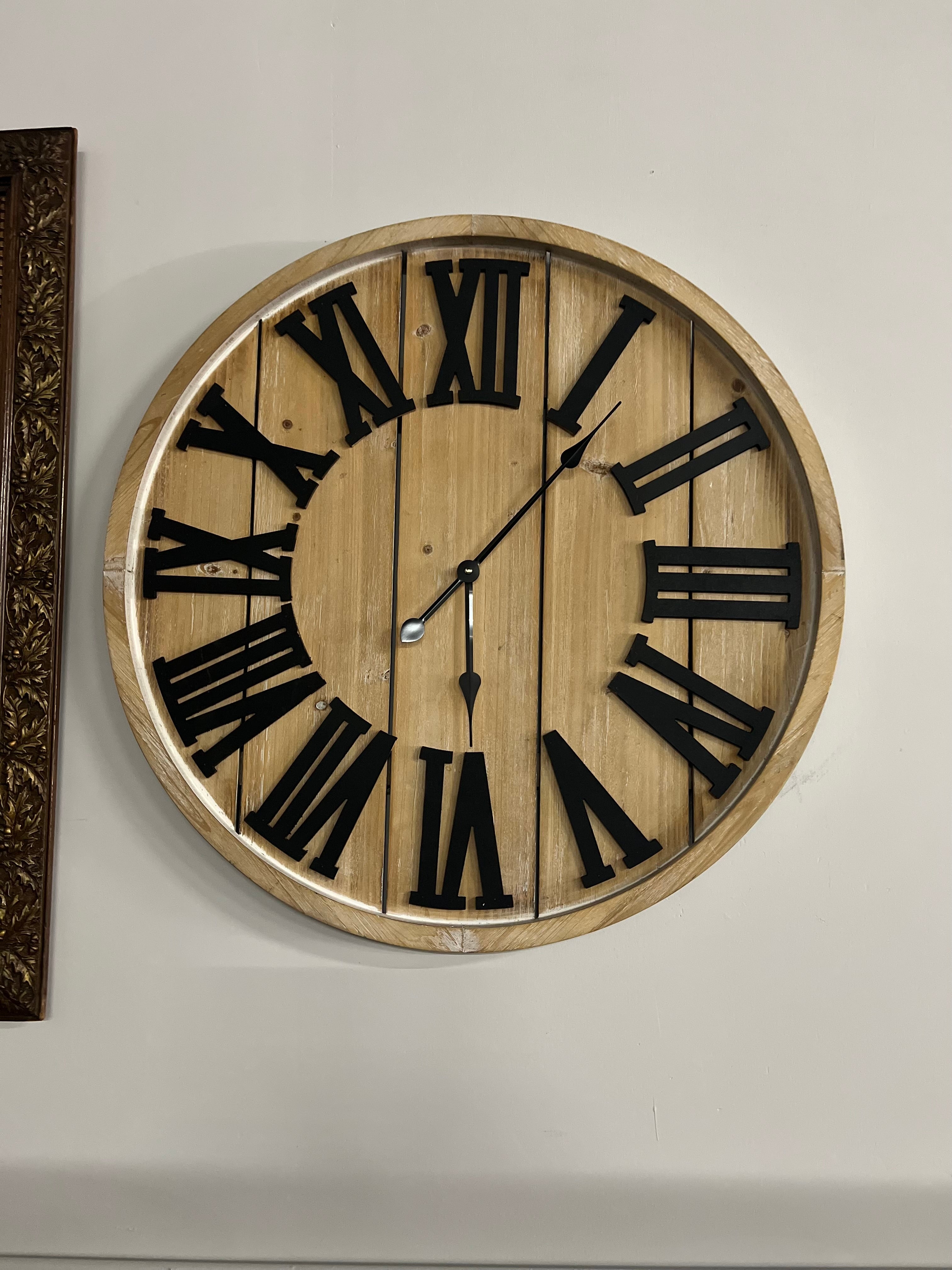 Rustic Wood Wall Clock with Roman Numerals