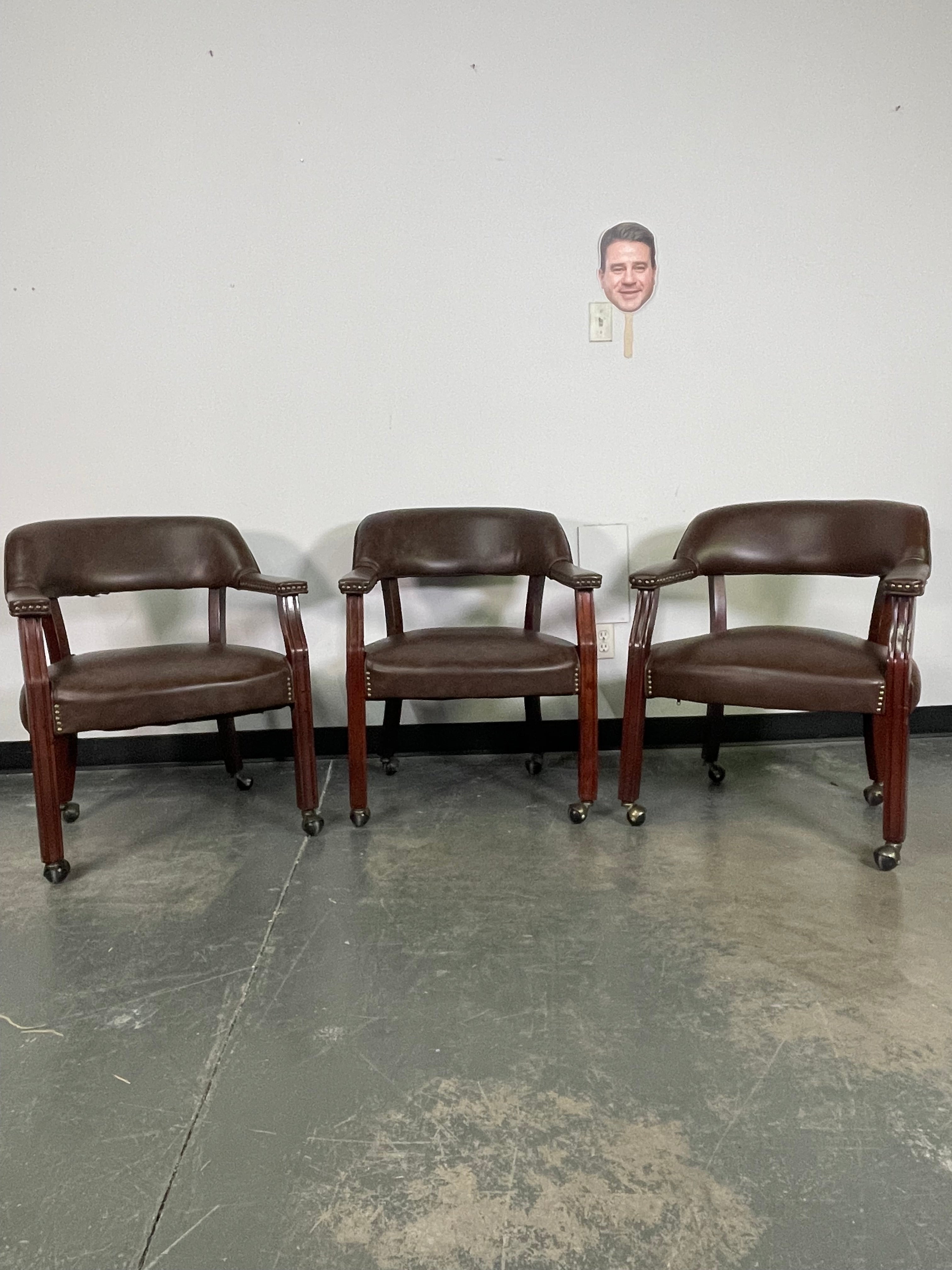 Classic Leather Rolling Accent Chair 🪑✨