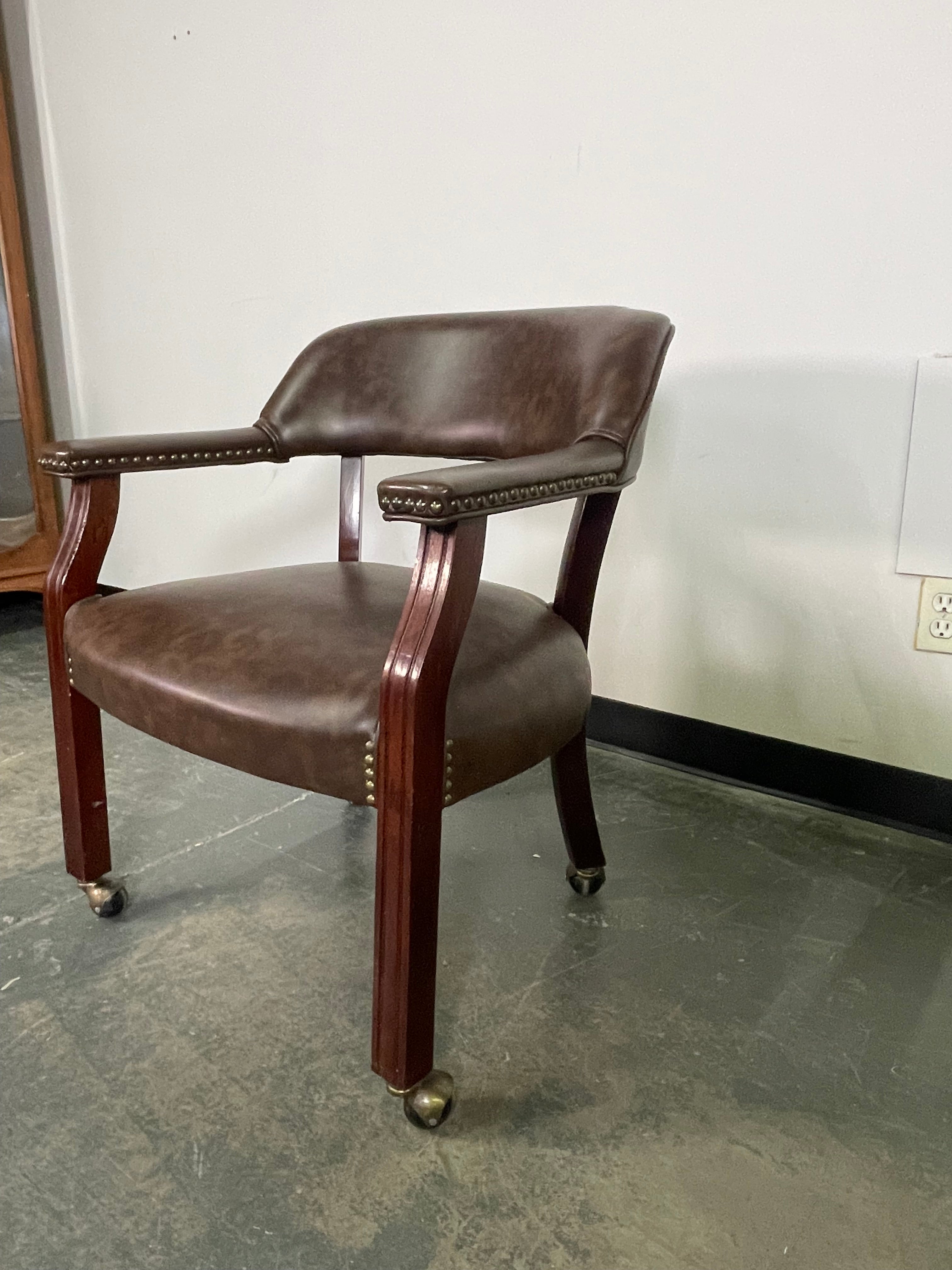 Classic Leather Rolling Accent Chair 🪑✨