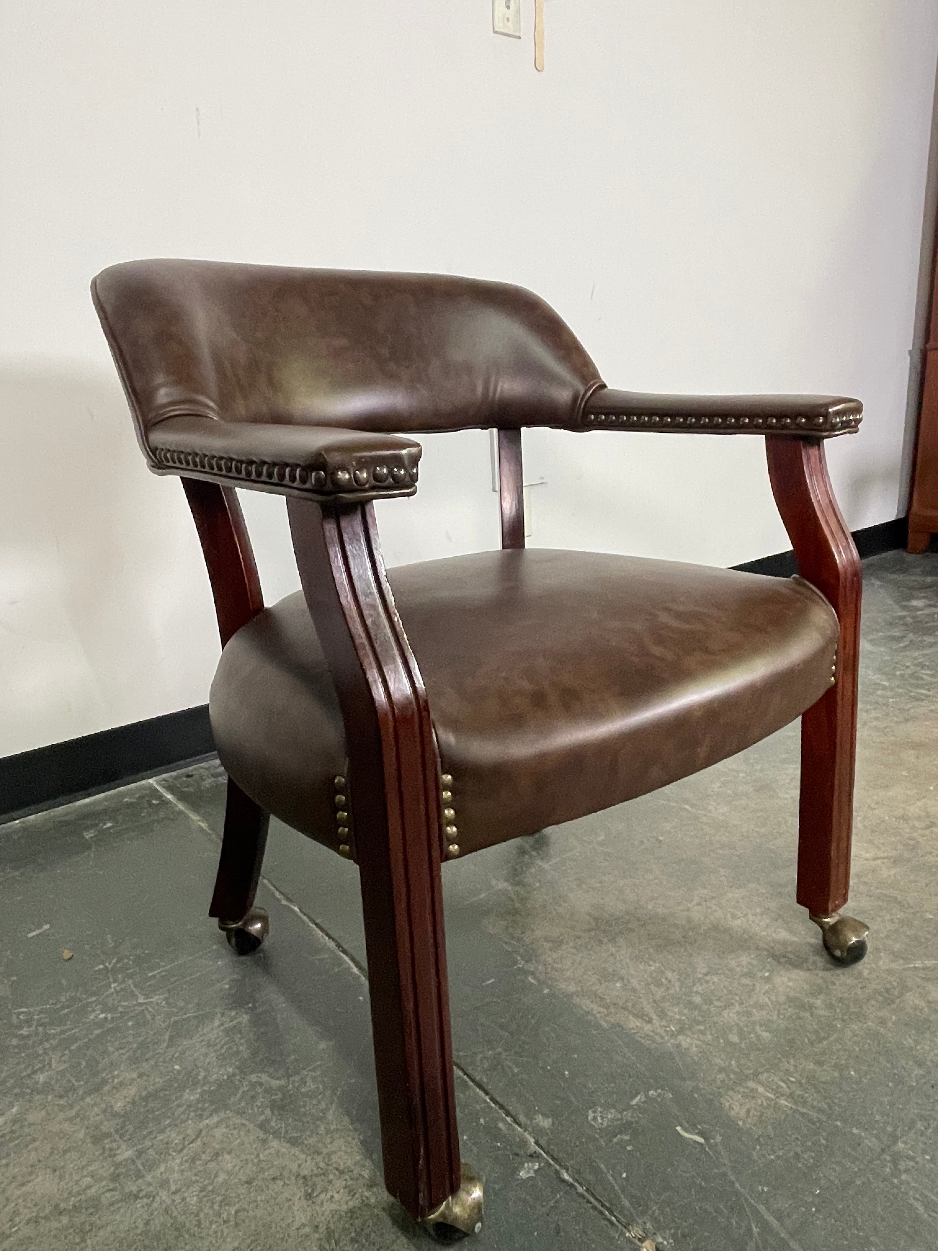 Classic Leather Rolling Accent Chair 🪑✨