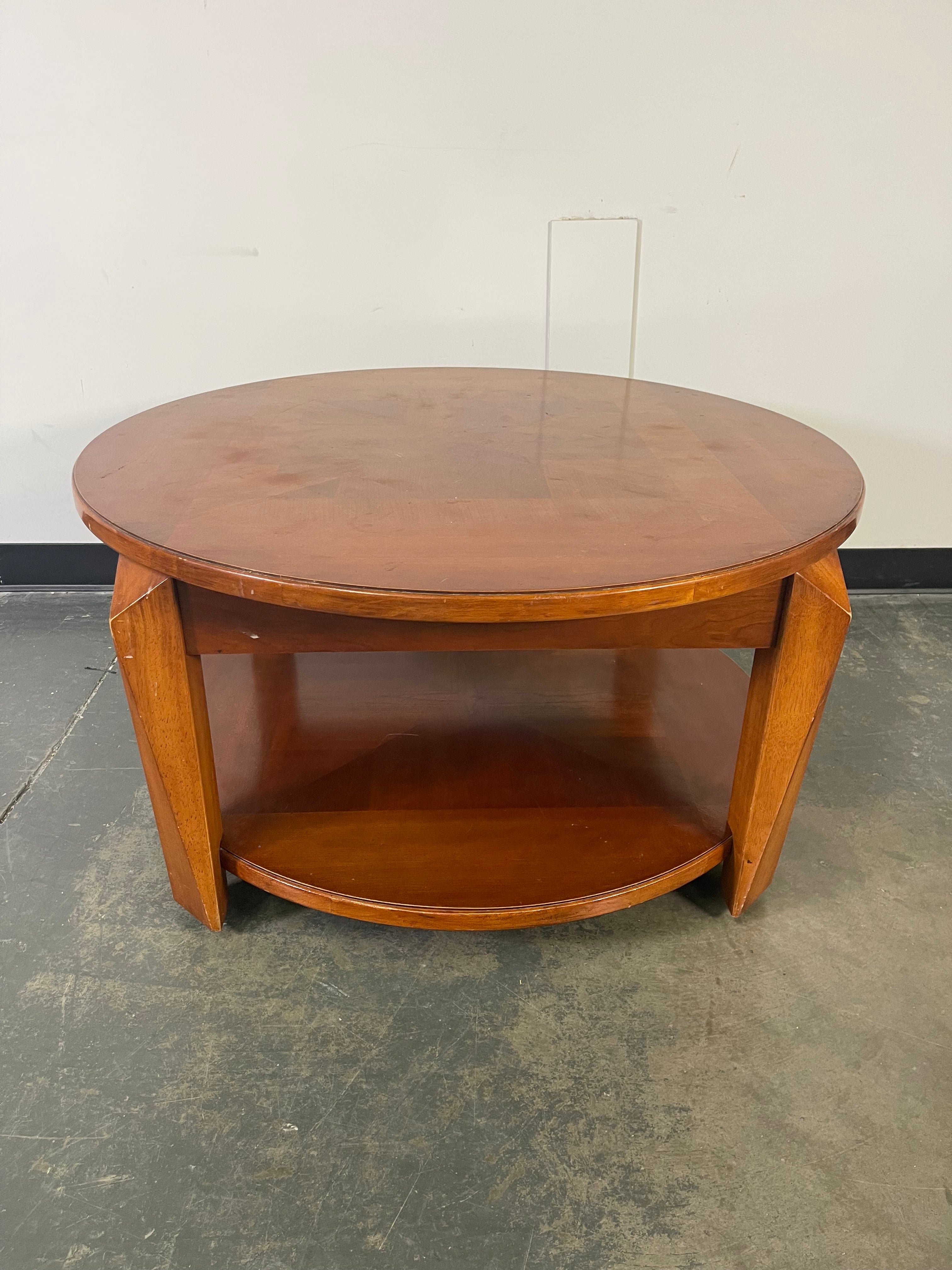 Elegant Round Coffee Table with Hidden Storage & Wheels ✨