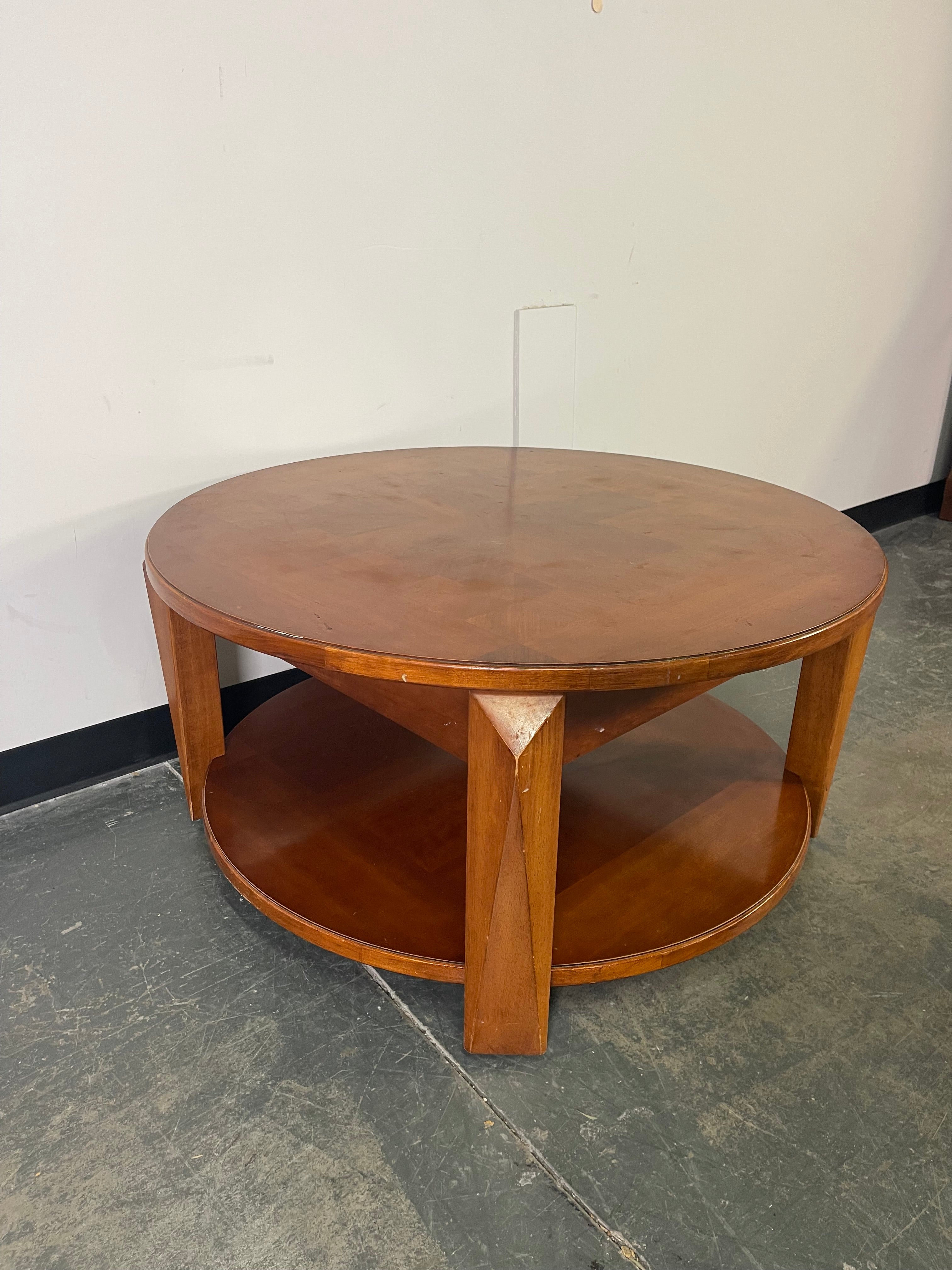 Elegant Round Coffee Table with Hidden Storage & Wheels ✨