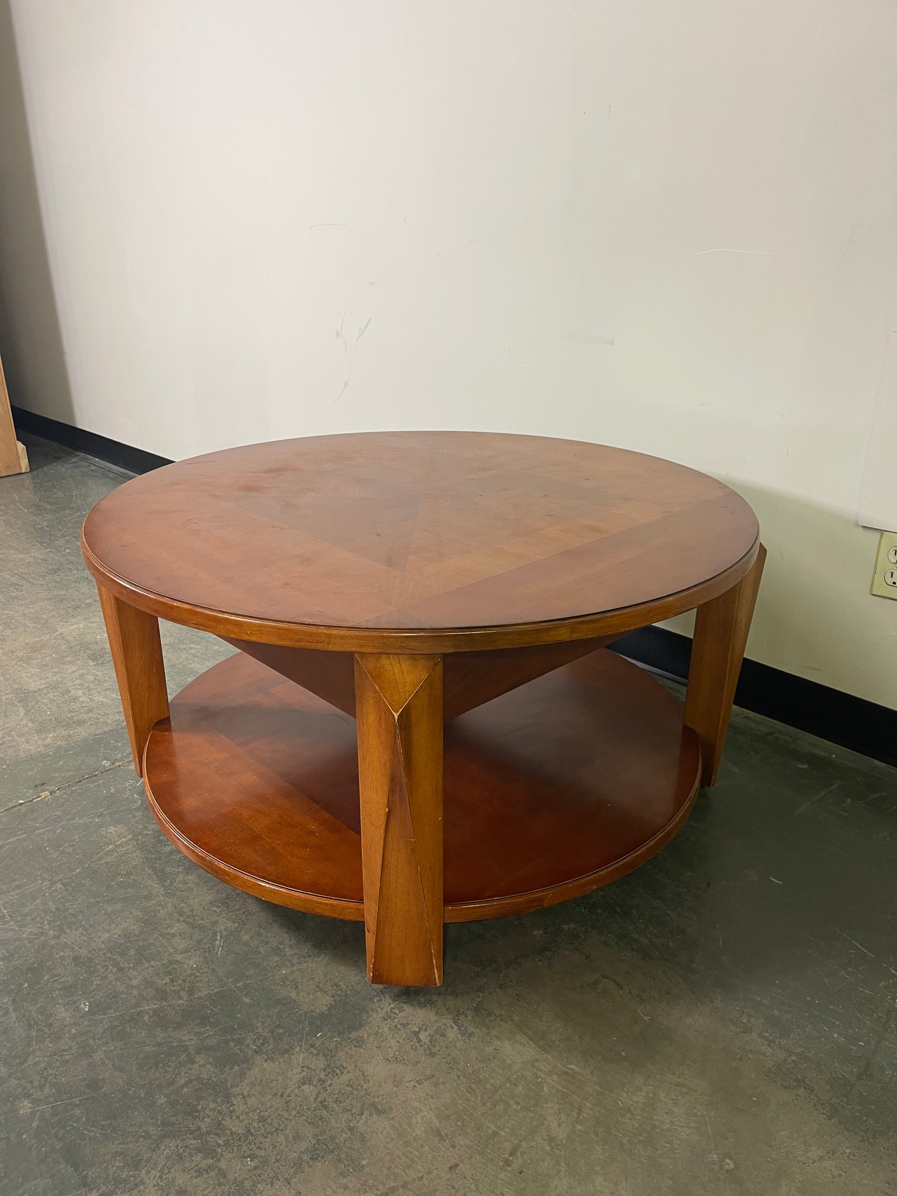 Elegant Round Coffee Table with Hidden Storage & Wheels ✨
