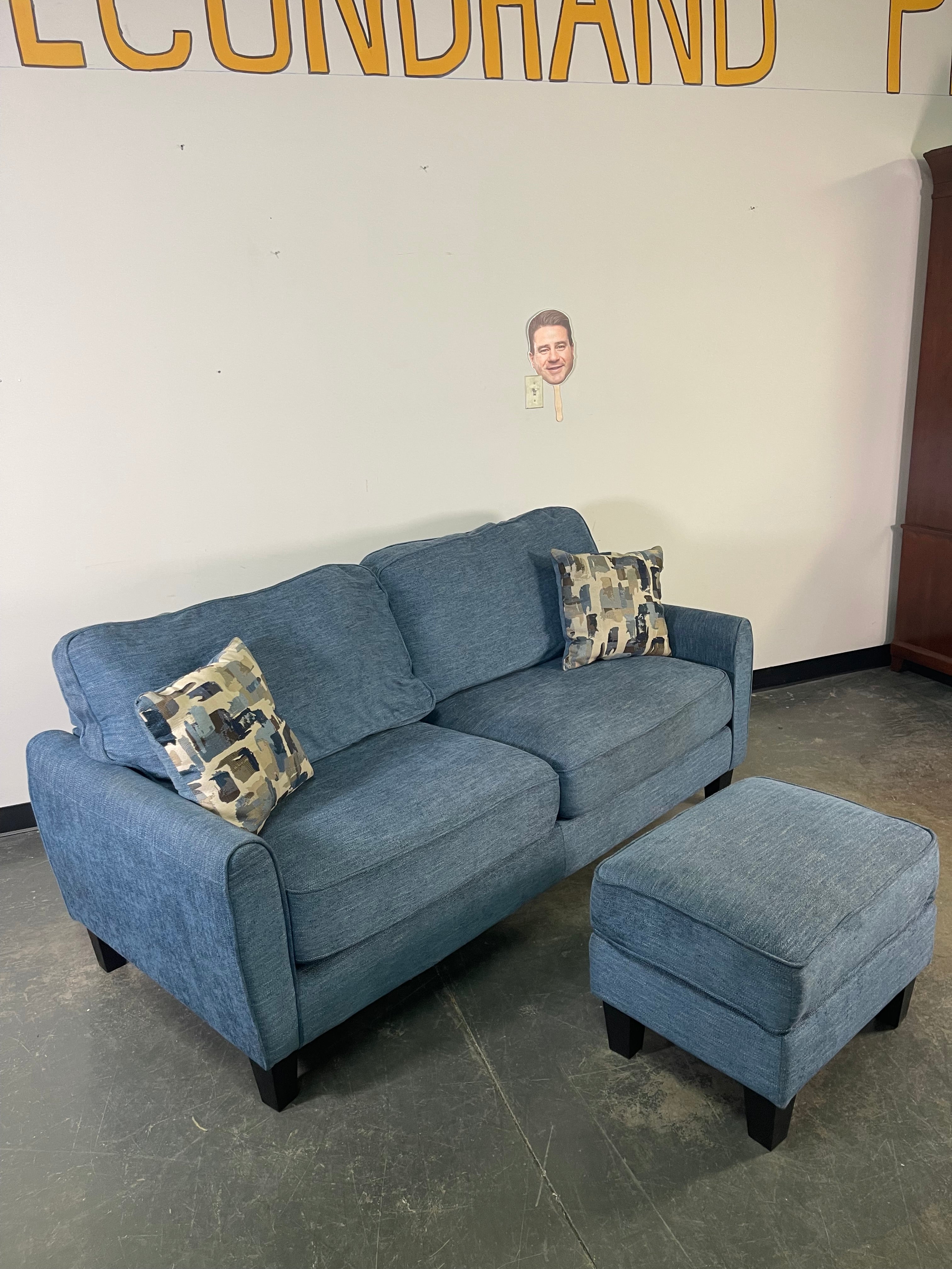 Beautiful Blue Sofa & Ottoman Set – Comfort Meets Style 💙