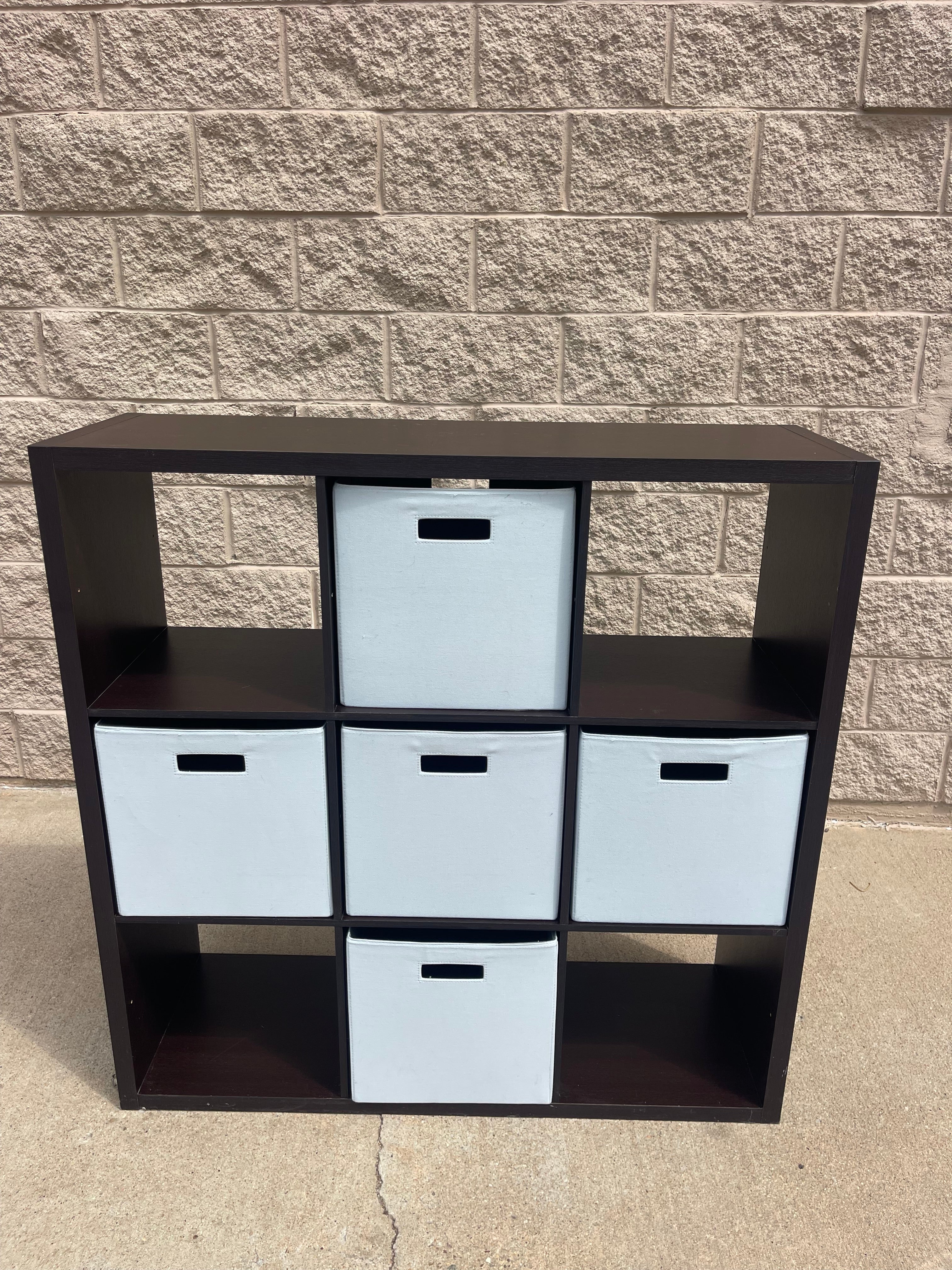 Espresso Cube Storage Organizer w/ Fabric Bins – Versatile & Stylish