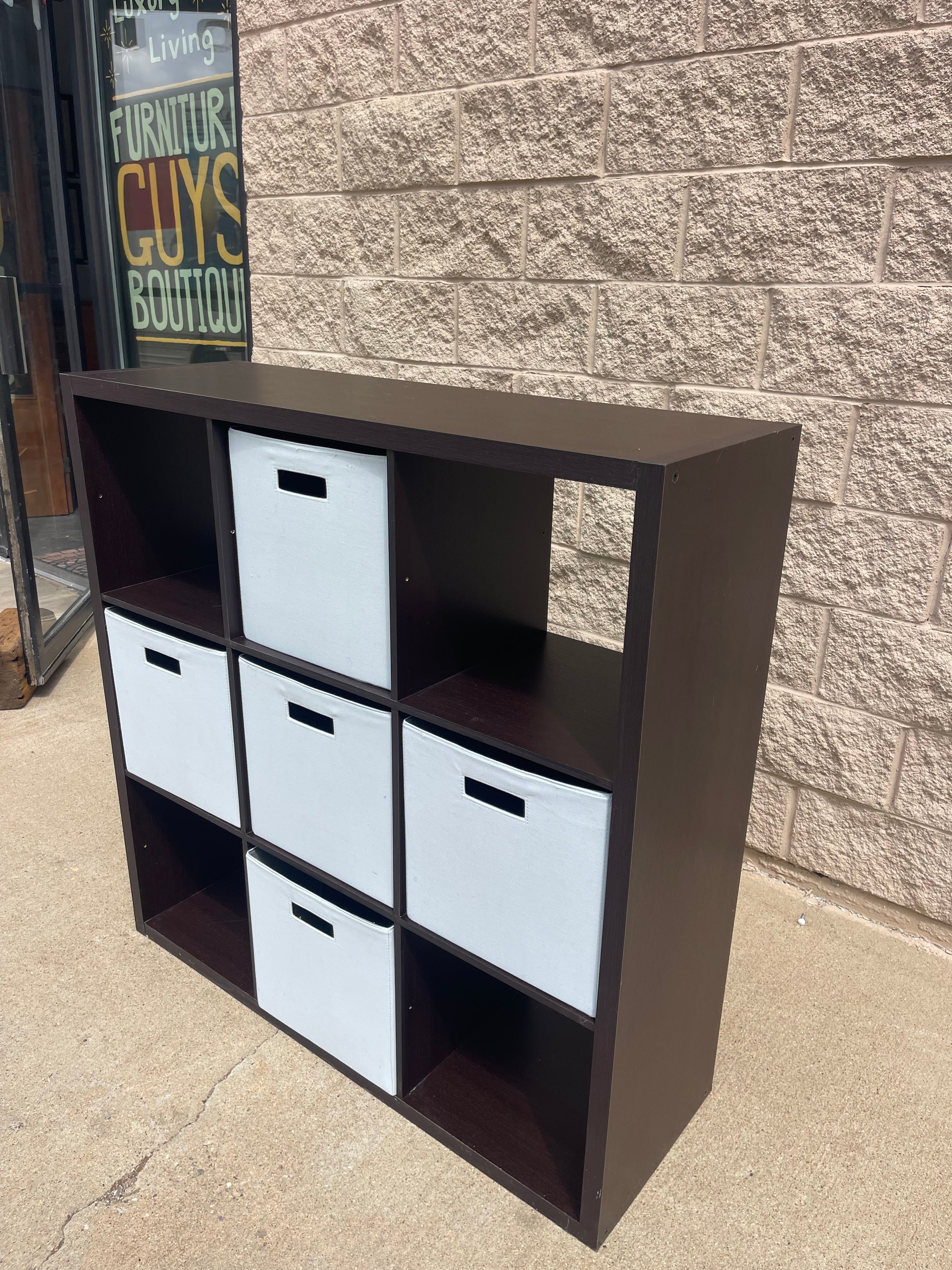 Espresso Cube Storage Organizer w/ Fabric Bins – Versatile & Stylish