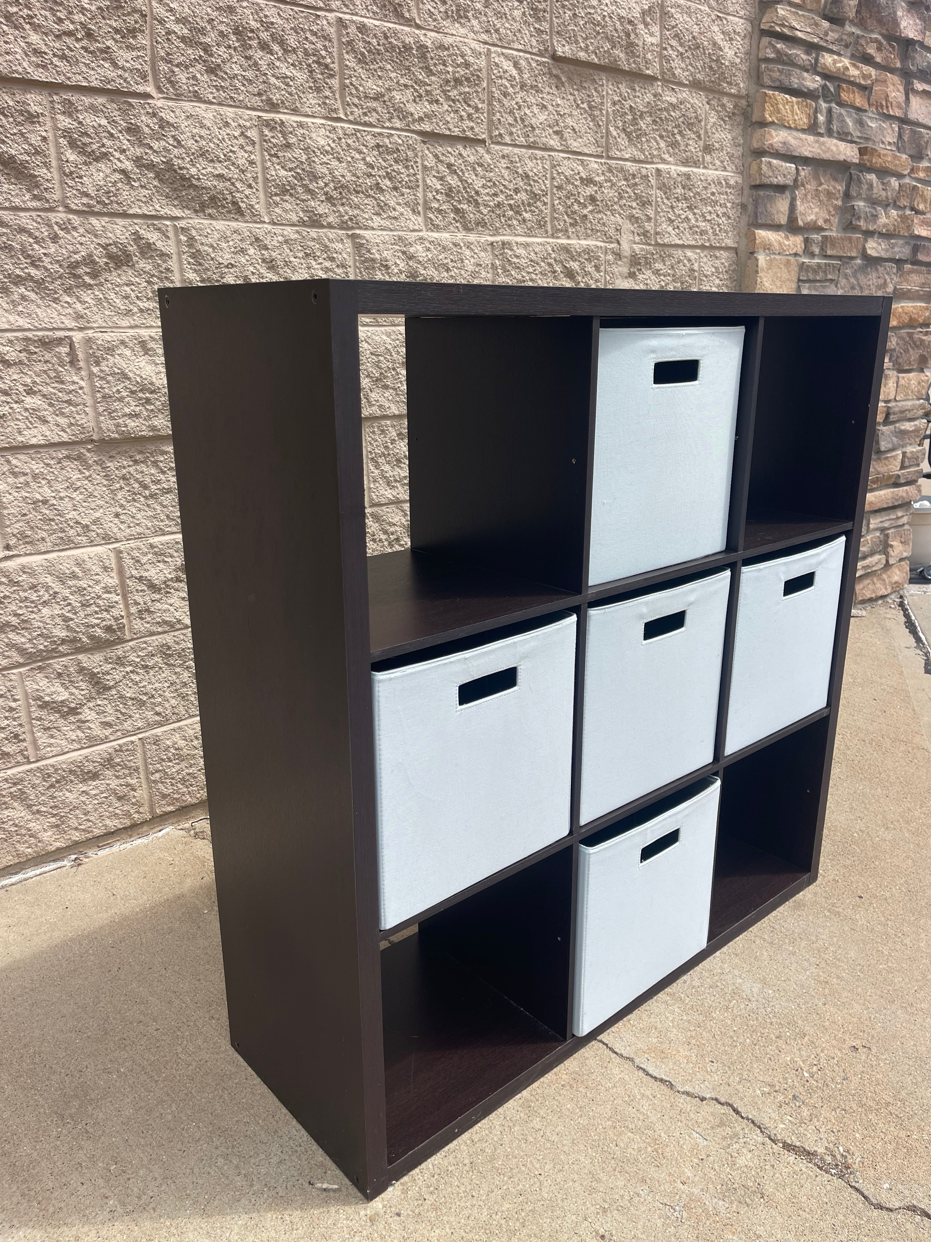 Espresso Cube Storage Organizer w/ Fabric Bins – Versatile & Stylish