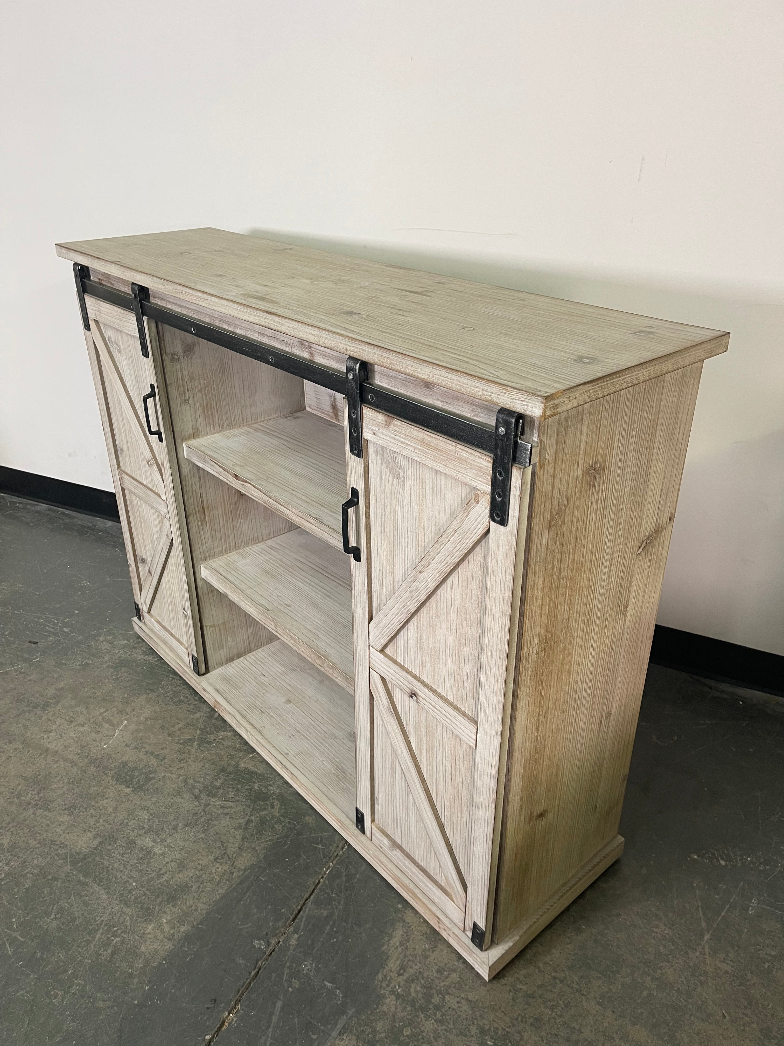 Modern Farmhouse Sliding Door Console Cabinet
