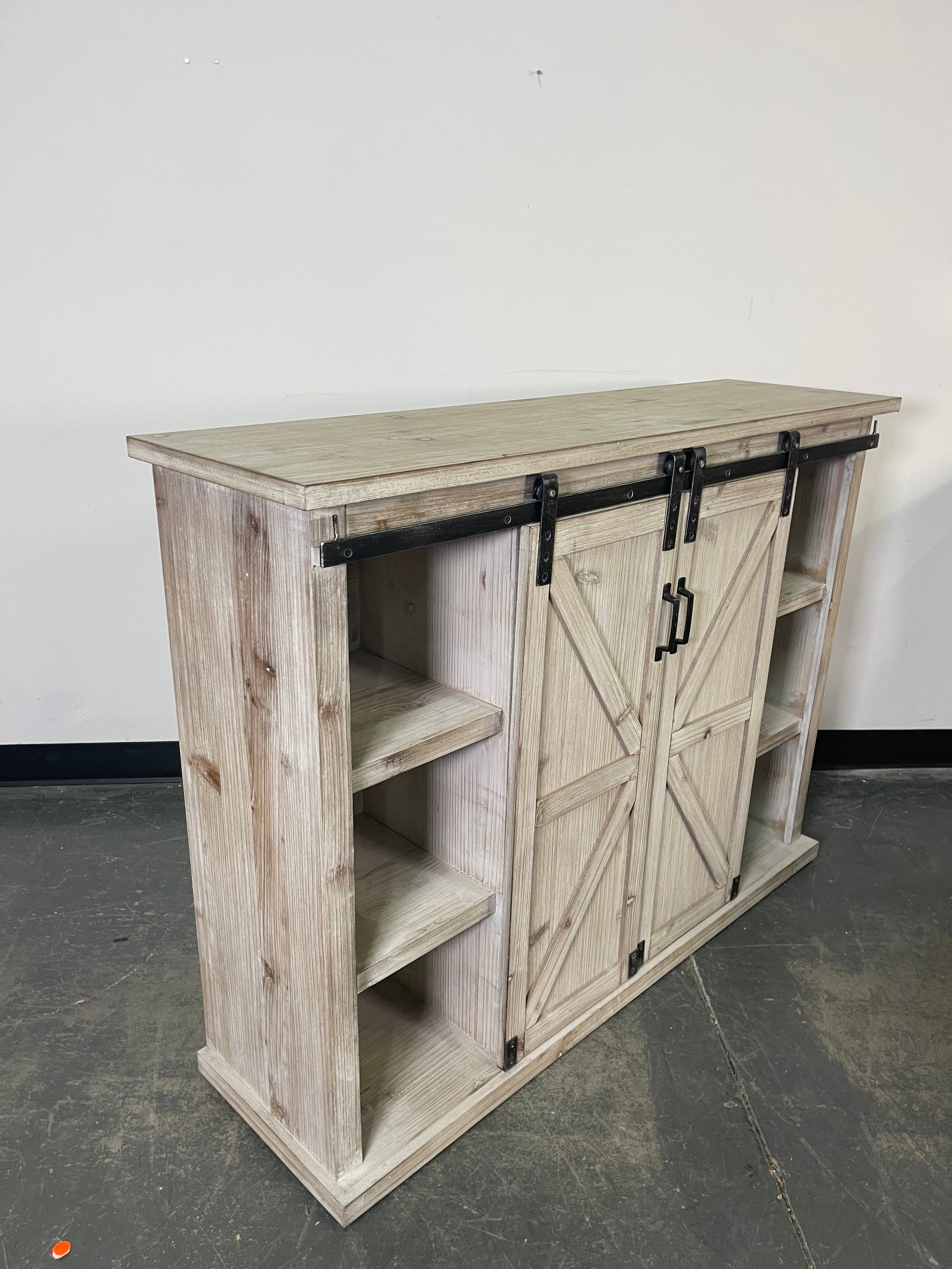 Modern Farmhouse Sliding Door Console Cabinet