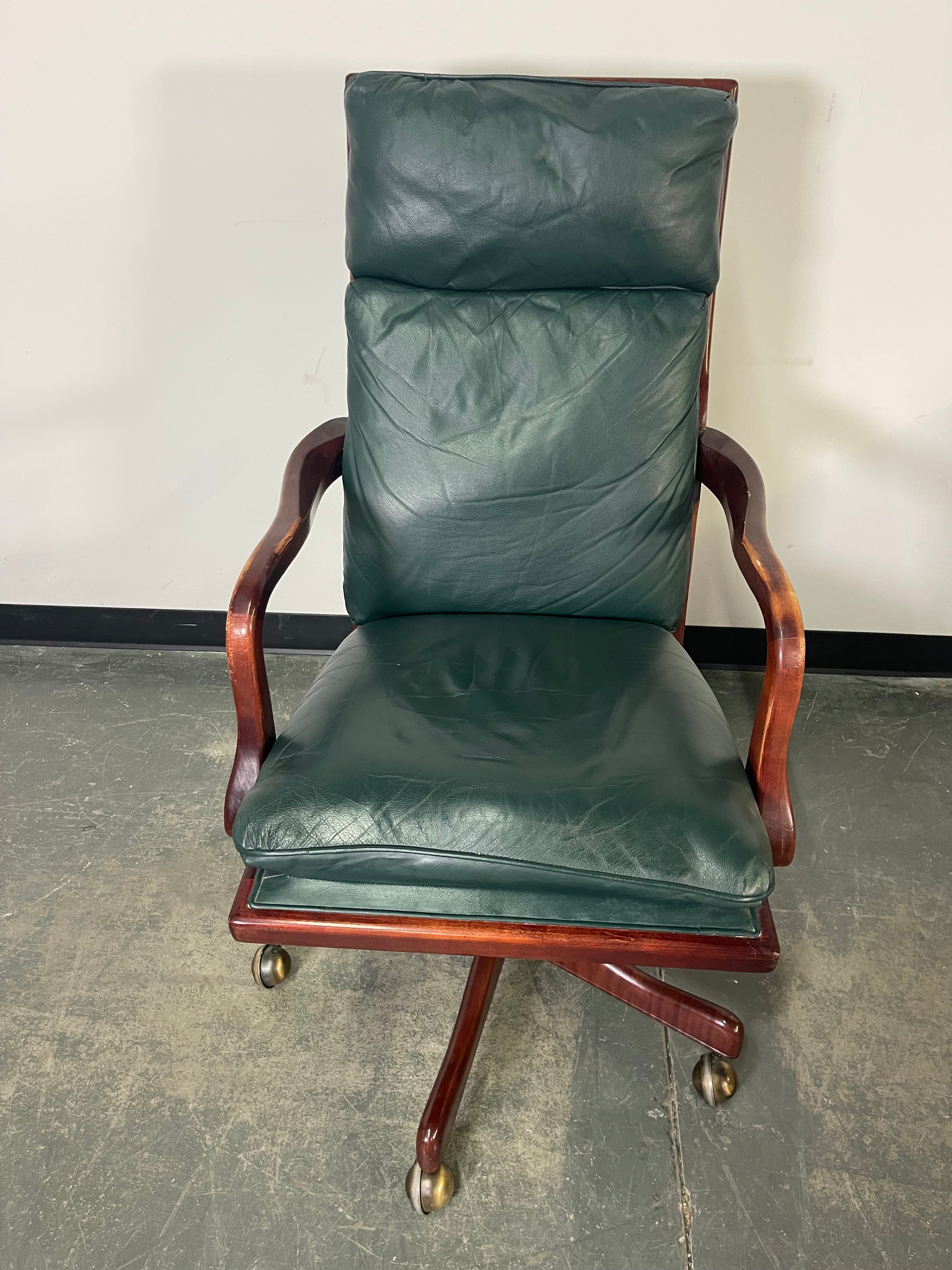 Classic Green Leather Executive Chair