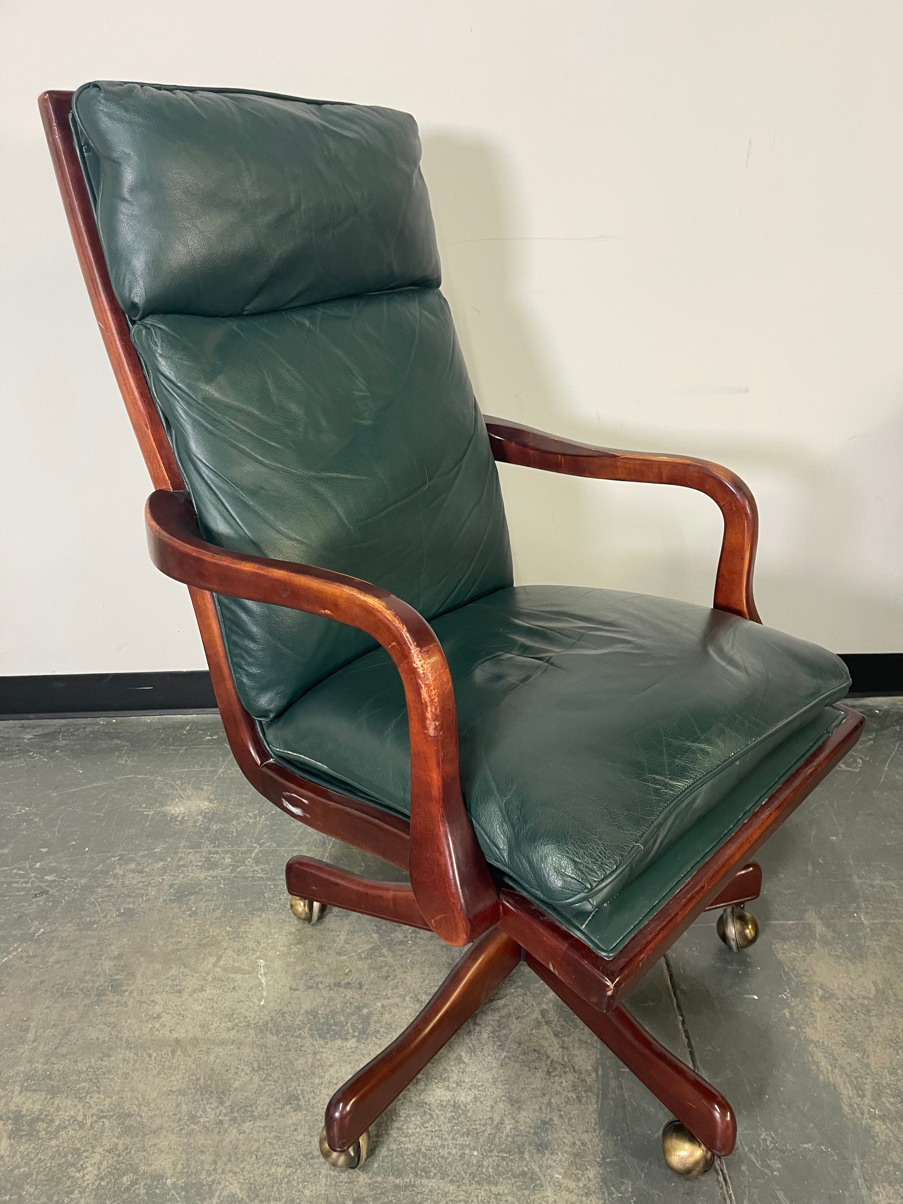 Classic Green Leather Executive Chair