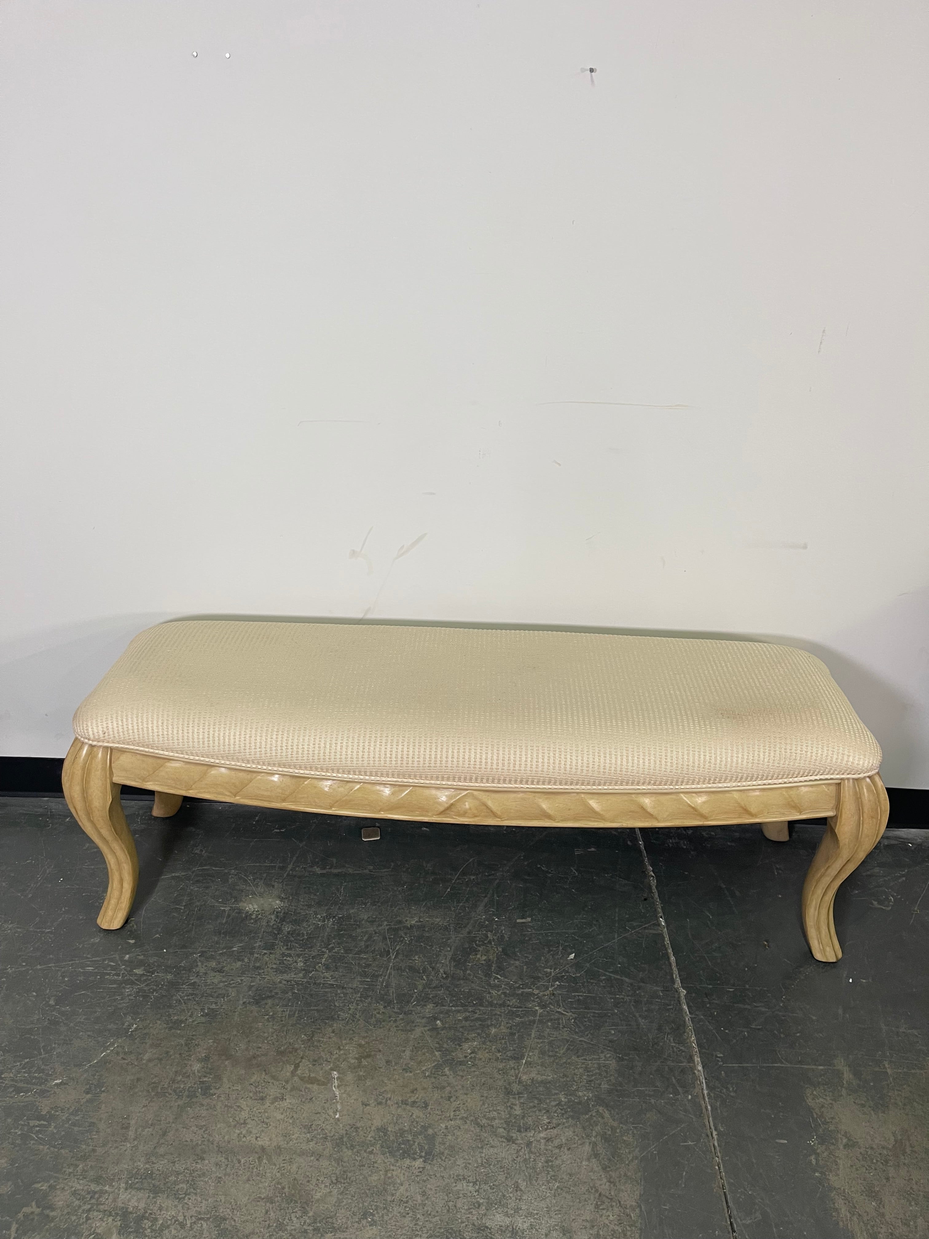 Elegant Carved Upholstered Bench