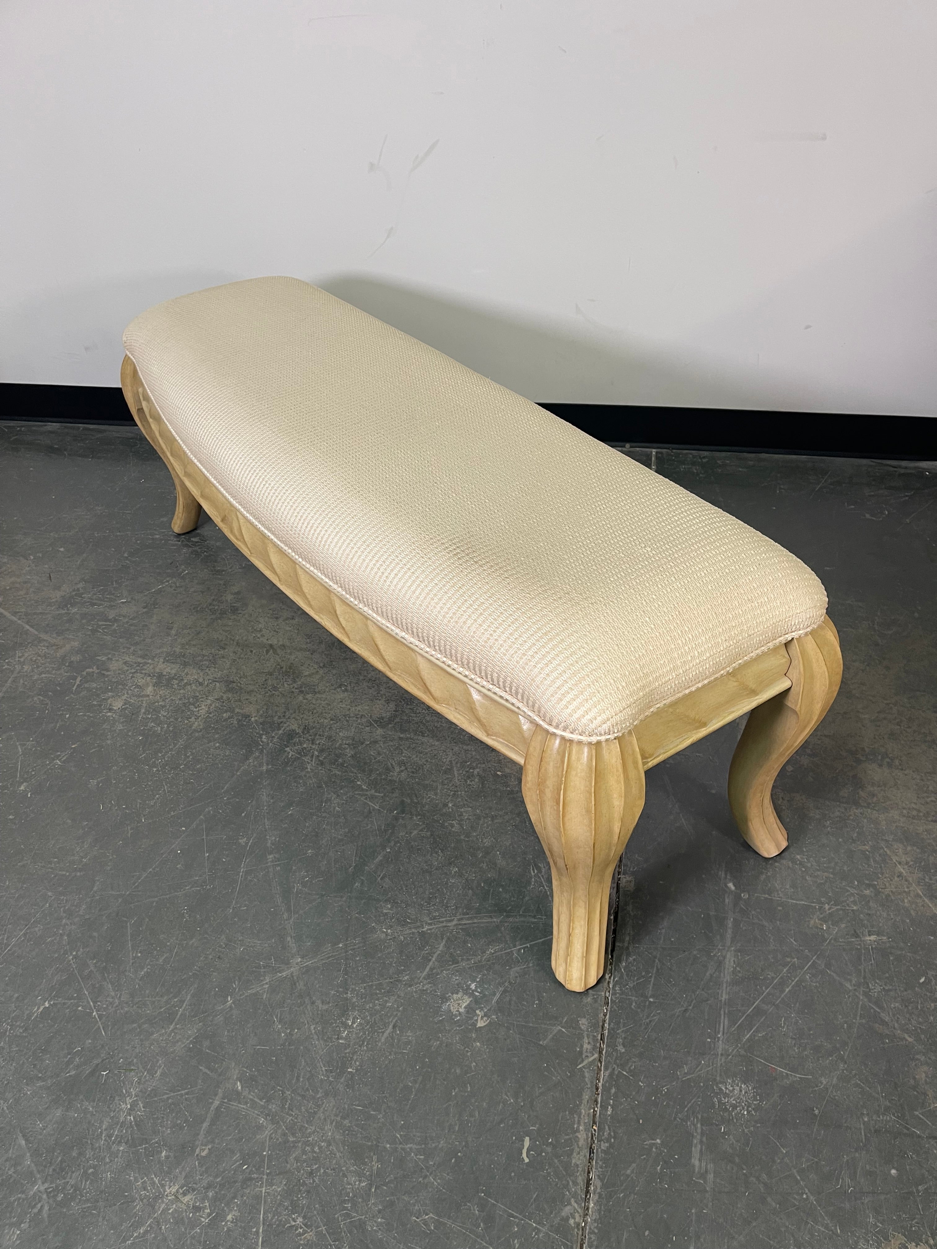 Elegant Carved Upholstered Bench