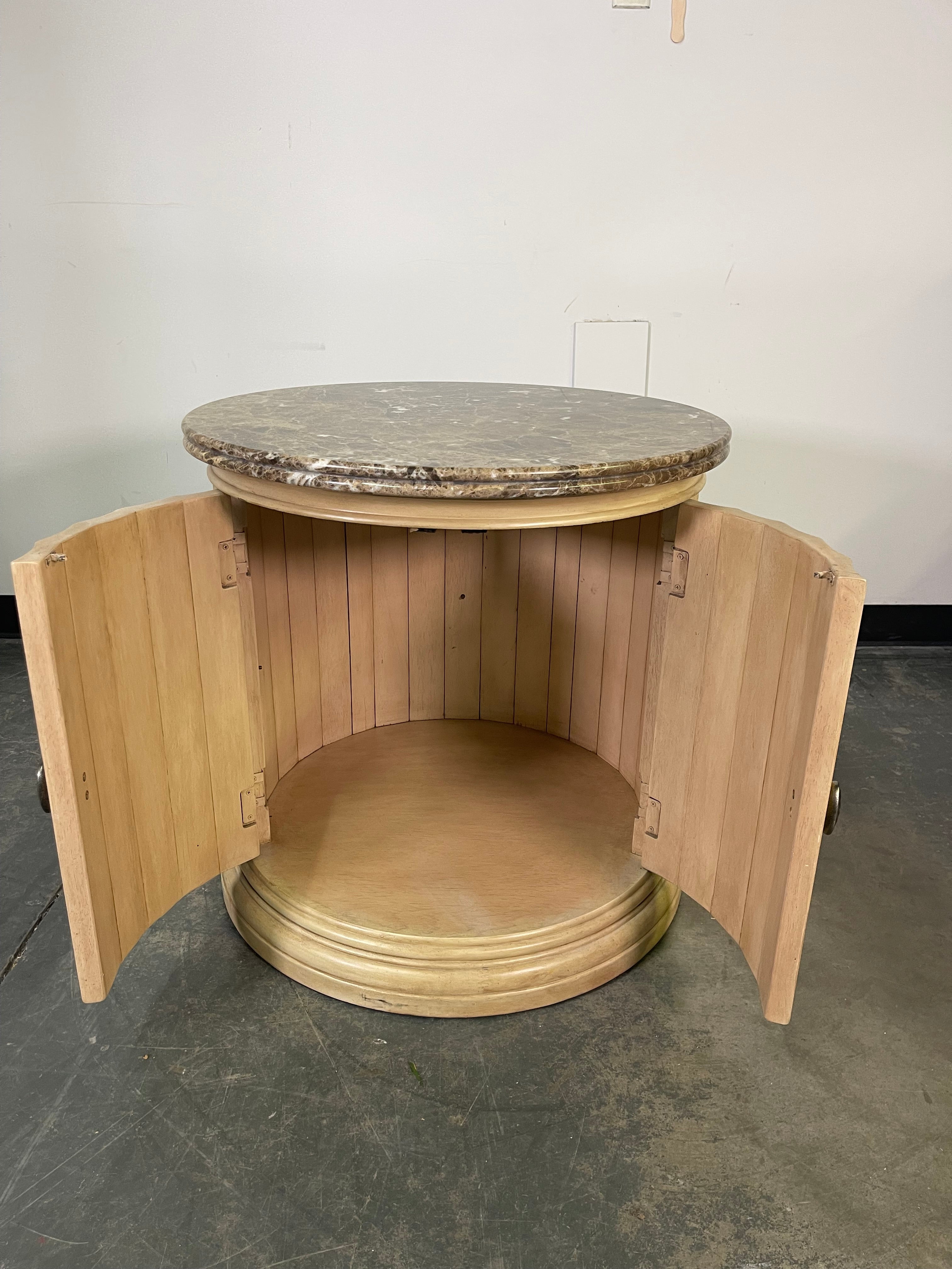Elegant Granite Top Nightstand Set & Round Accent Cabinet