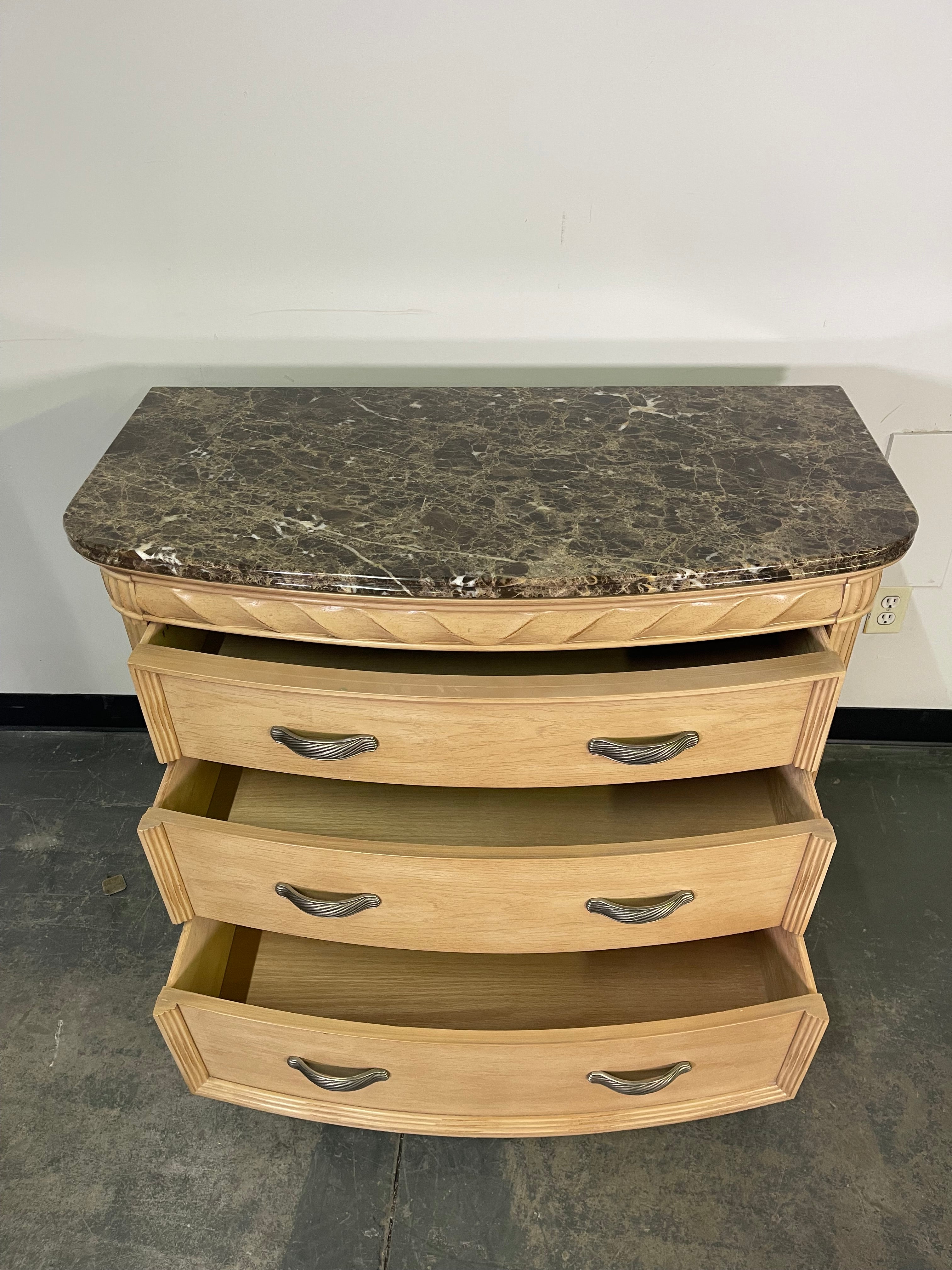 Elegant Granite Top Nightstand Set & Round Accent Cabinet
