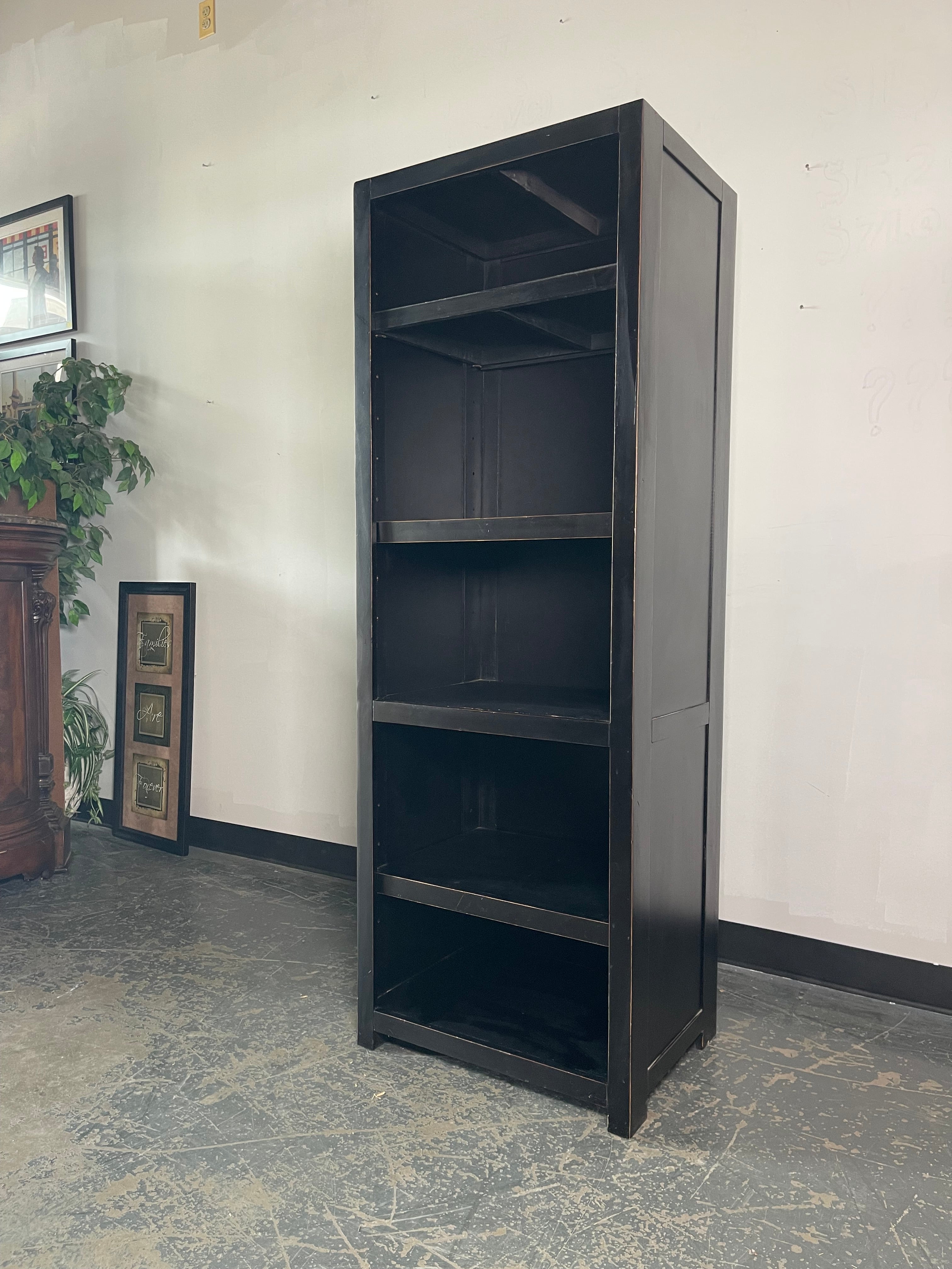 Tall Black Modern Bookcase / Display Shelf