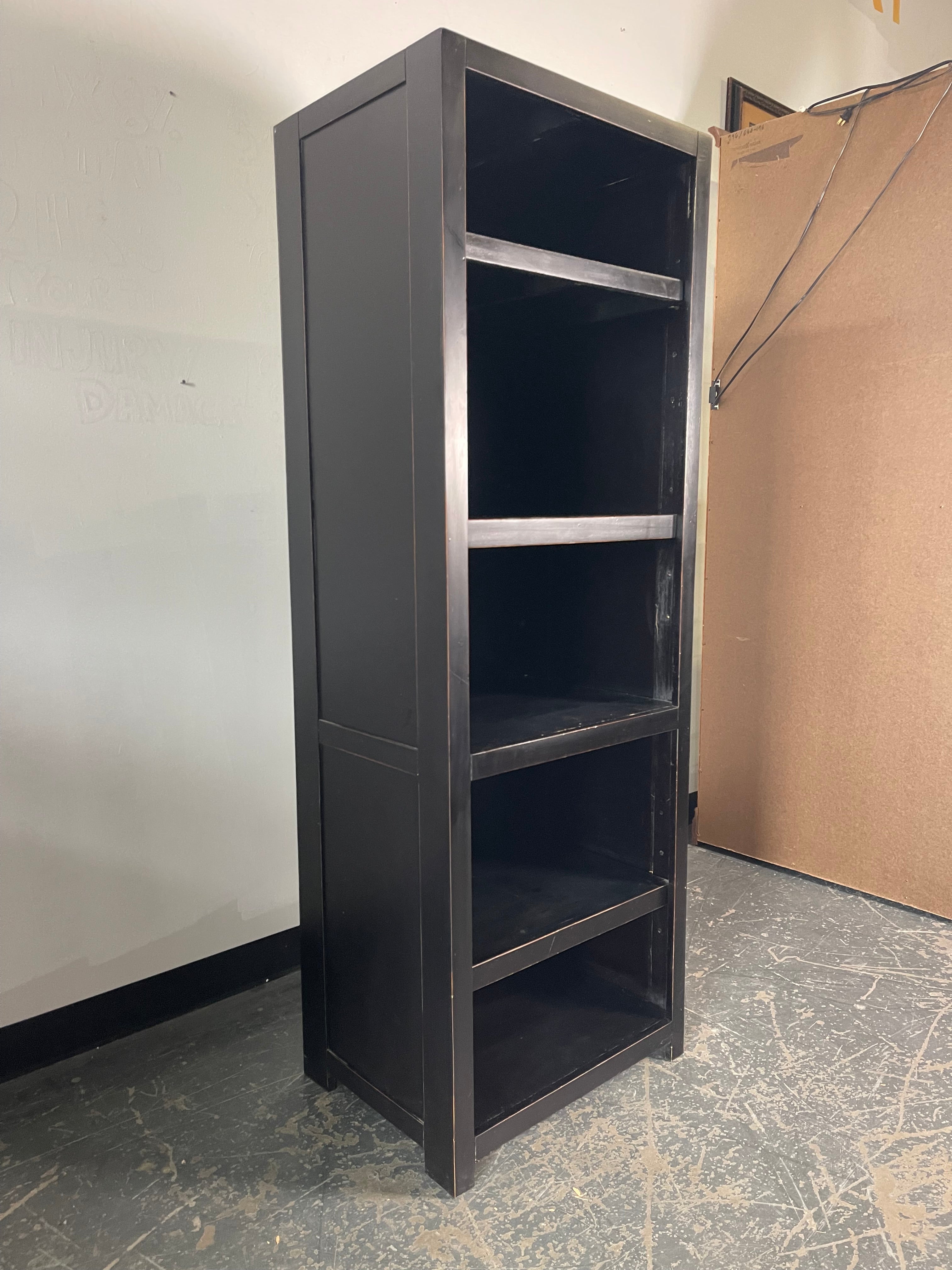 Tall Black Modern Bookcase / Display Shelf