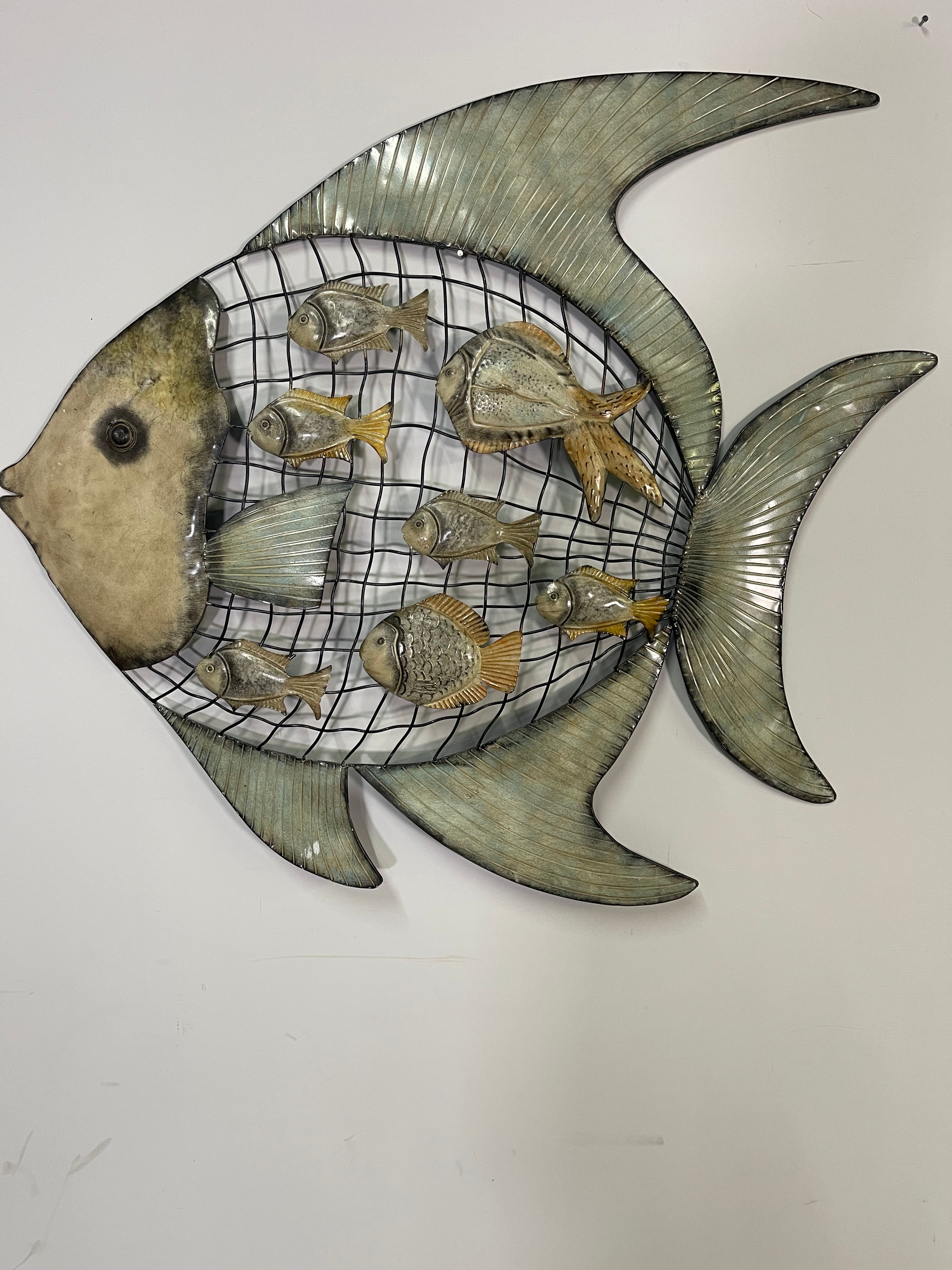 Large Coastal Metal Fish Wall Art