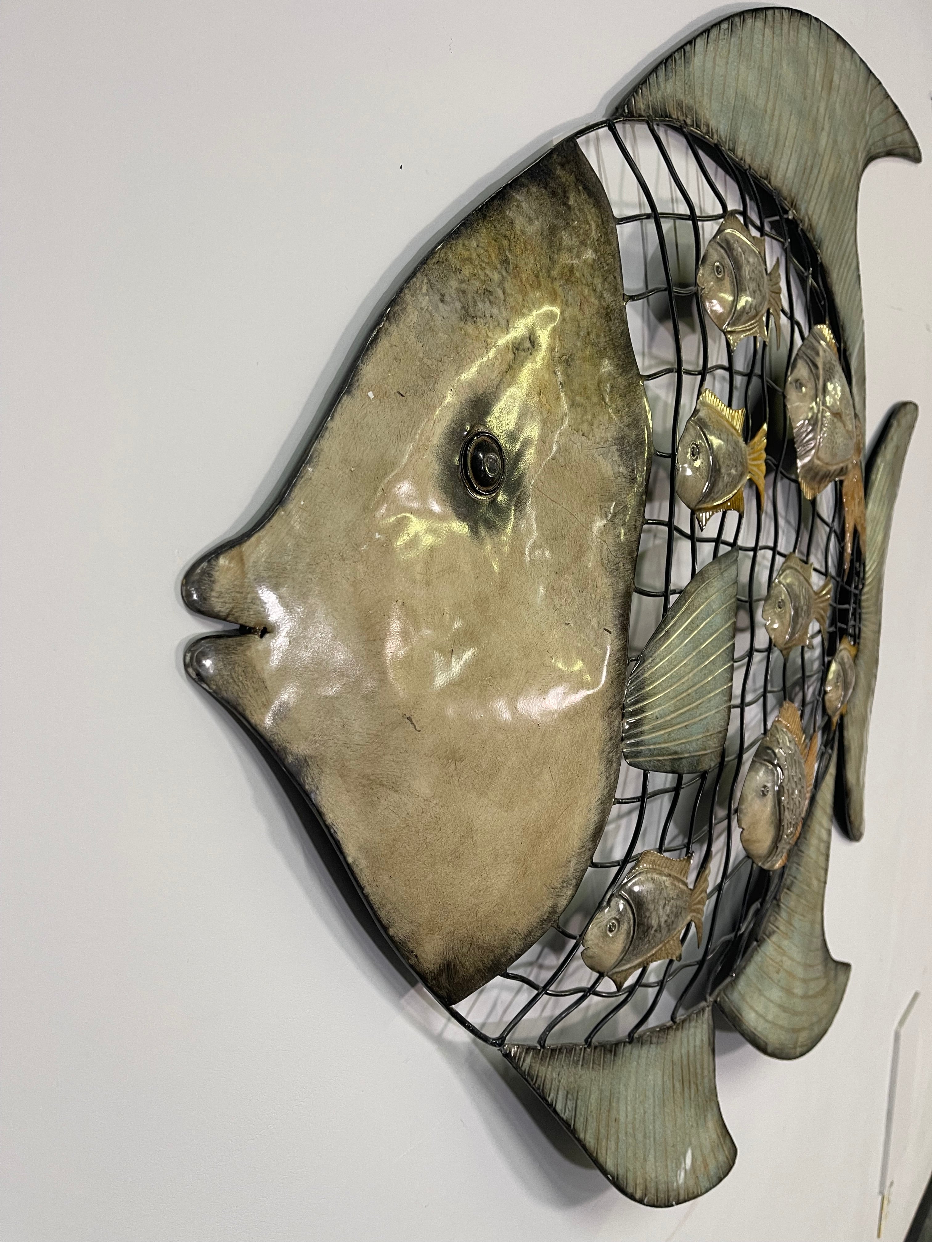 Large Coastal Metal Fish Wall Art