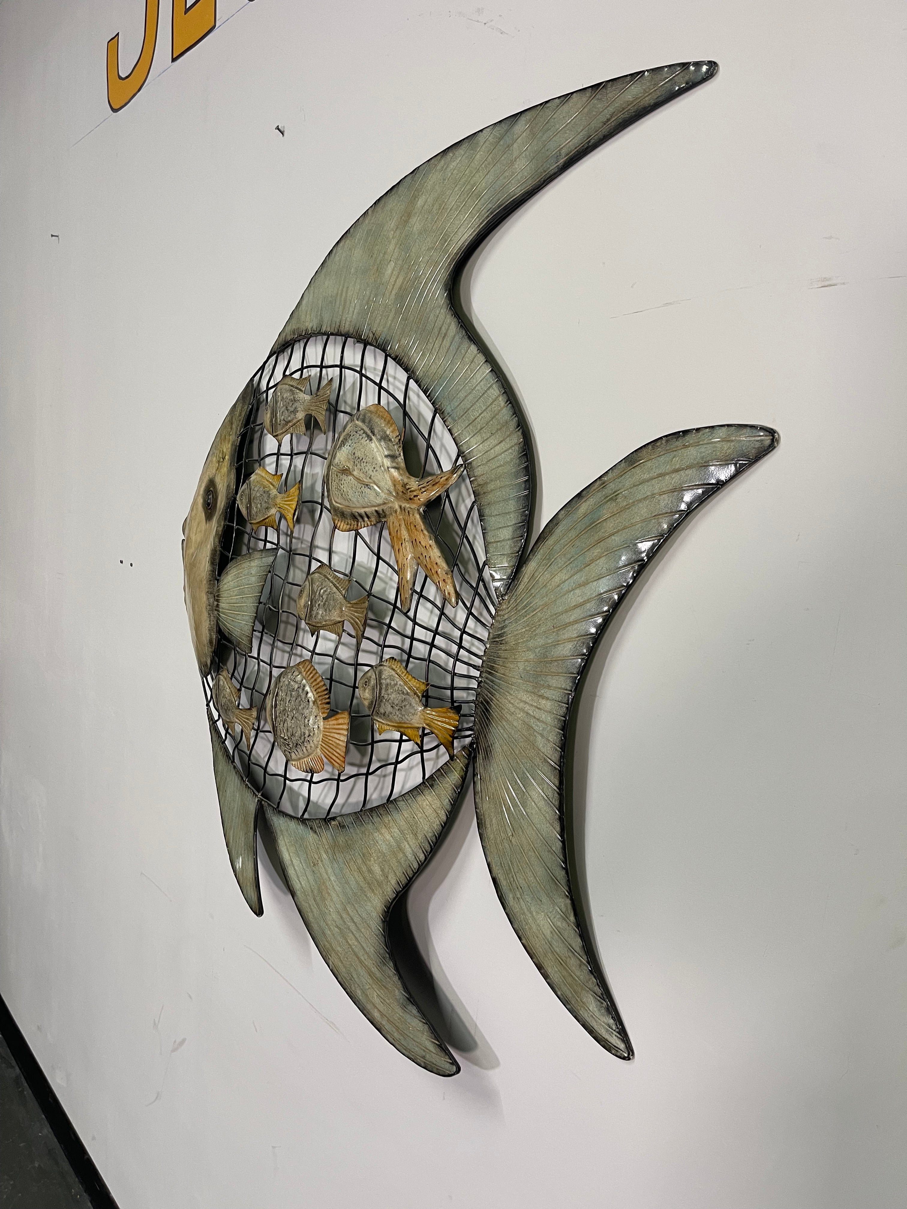 Large Coastal Metal Fish Wall Art