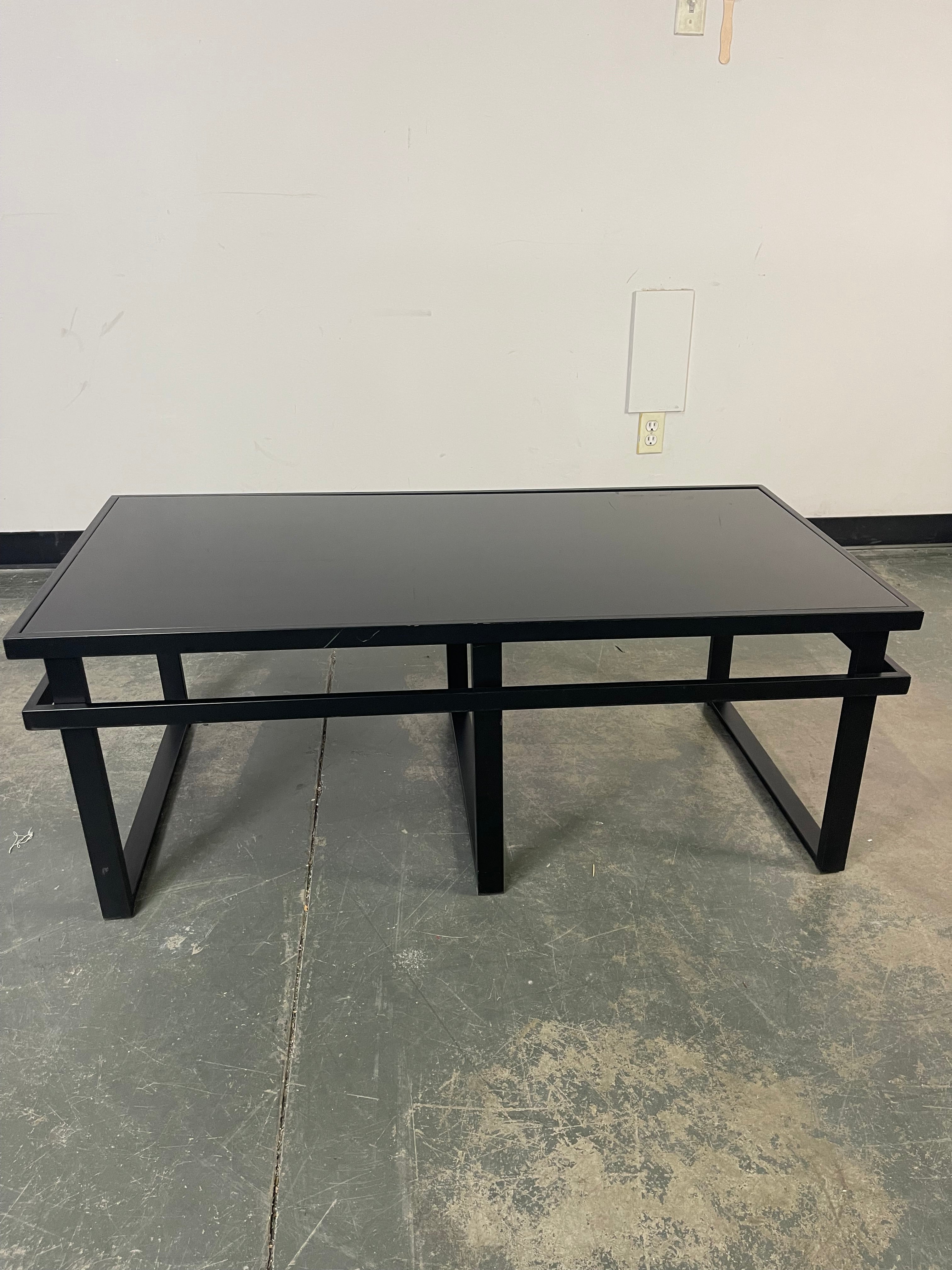 Modern Black Glass Top Coffee and End Table Set