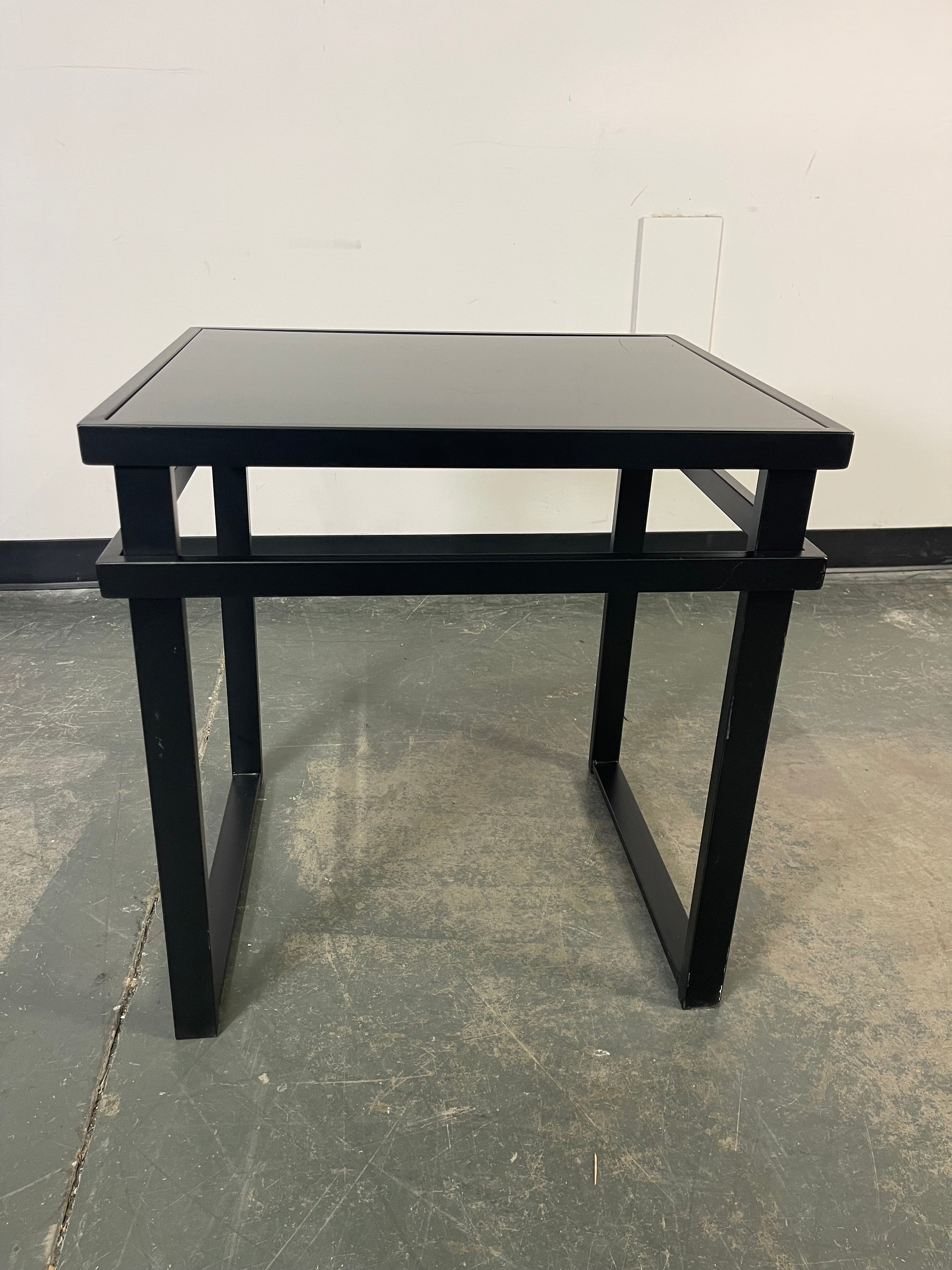 Modern Black Glass Top Coffee and End Table Set