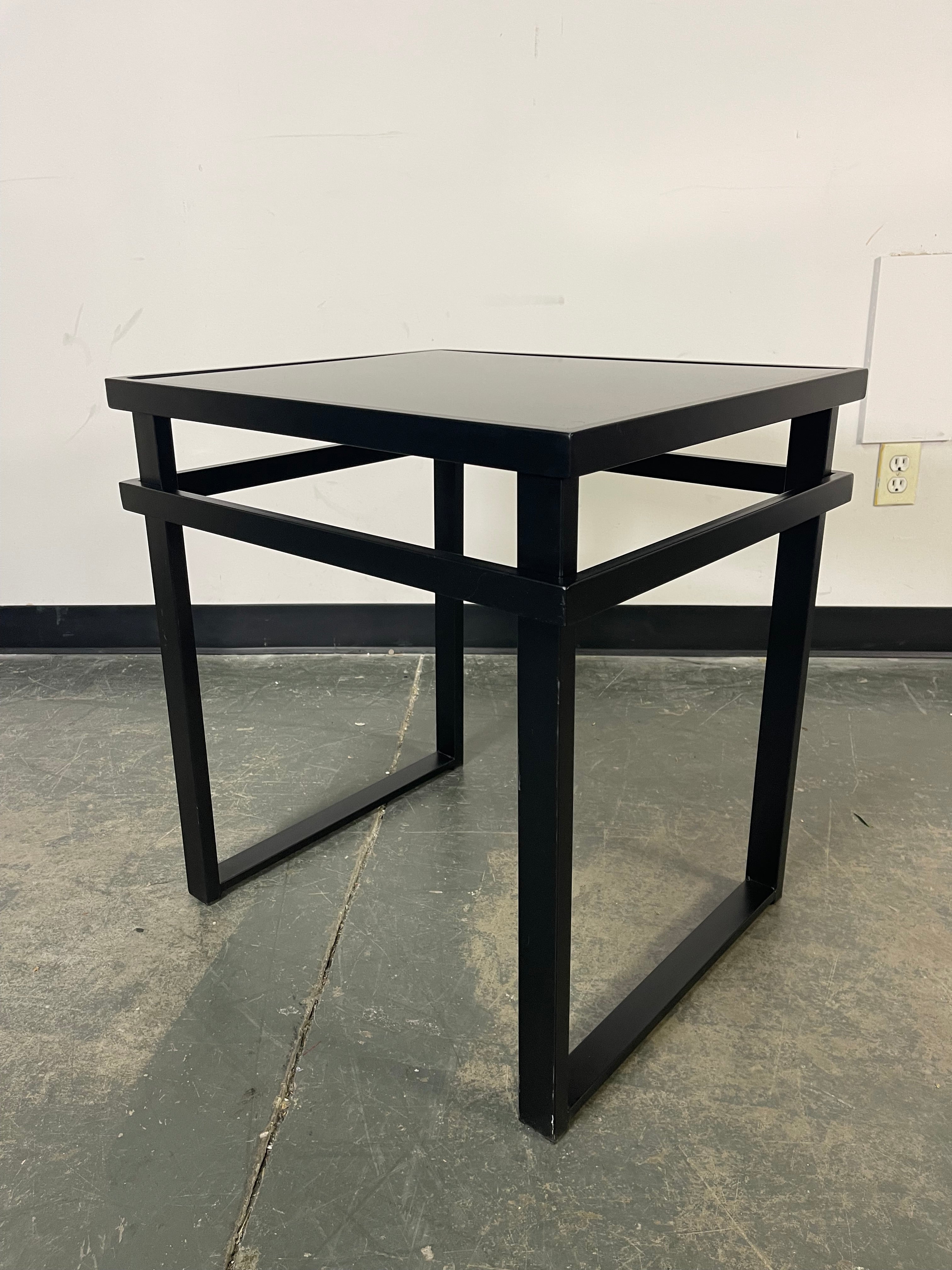 Modern Black Glass Top Coffee and End Table Set