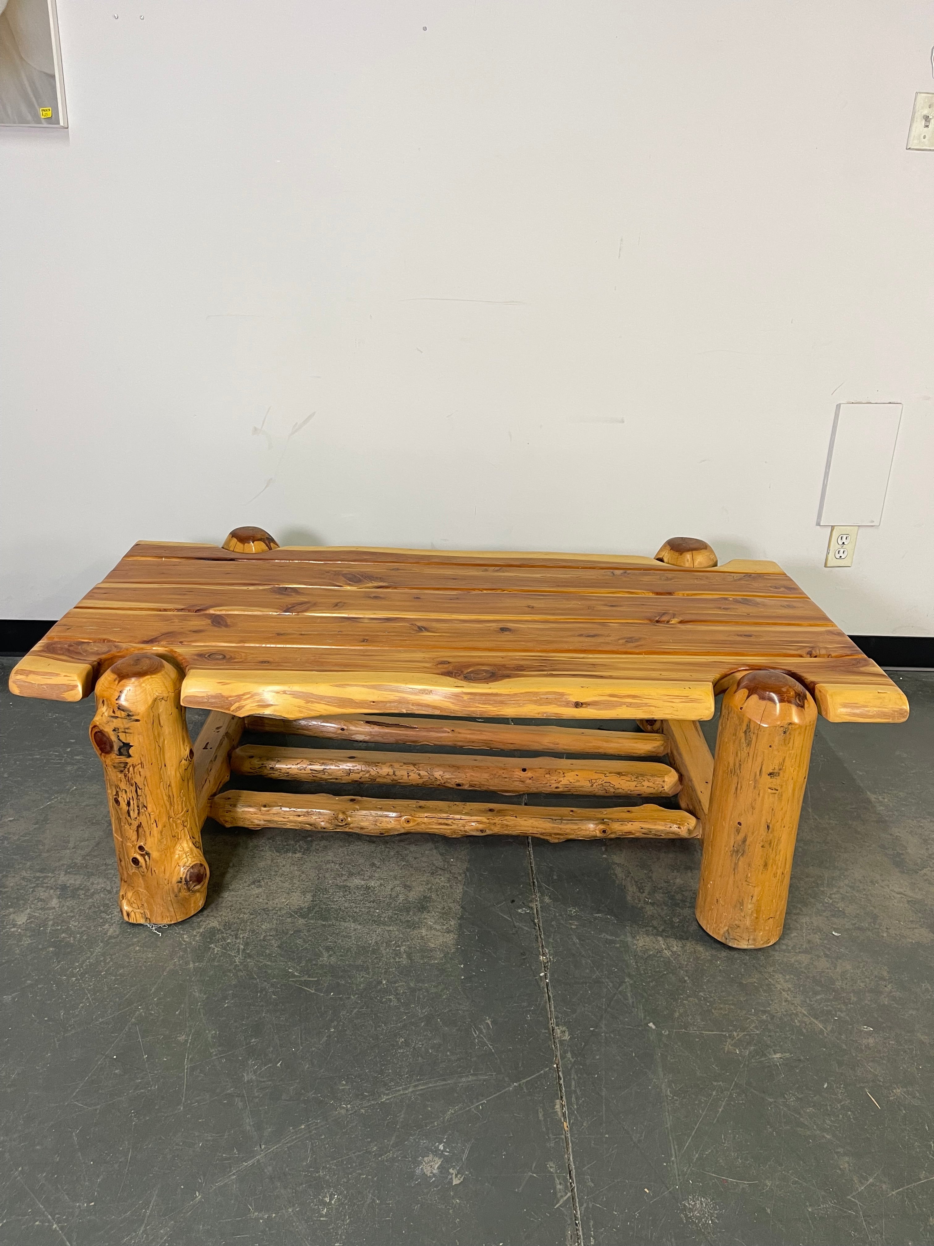 Rustic Cedar Log Coffee Table