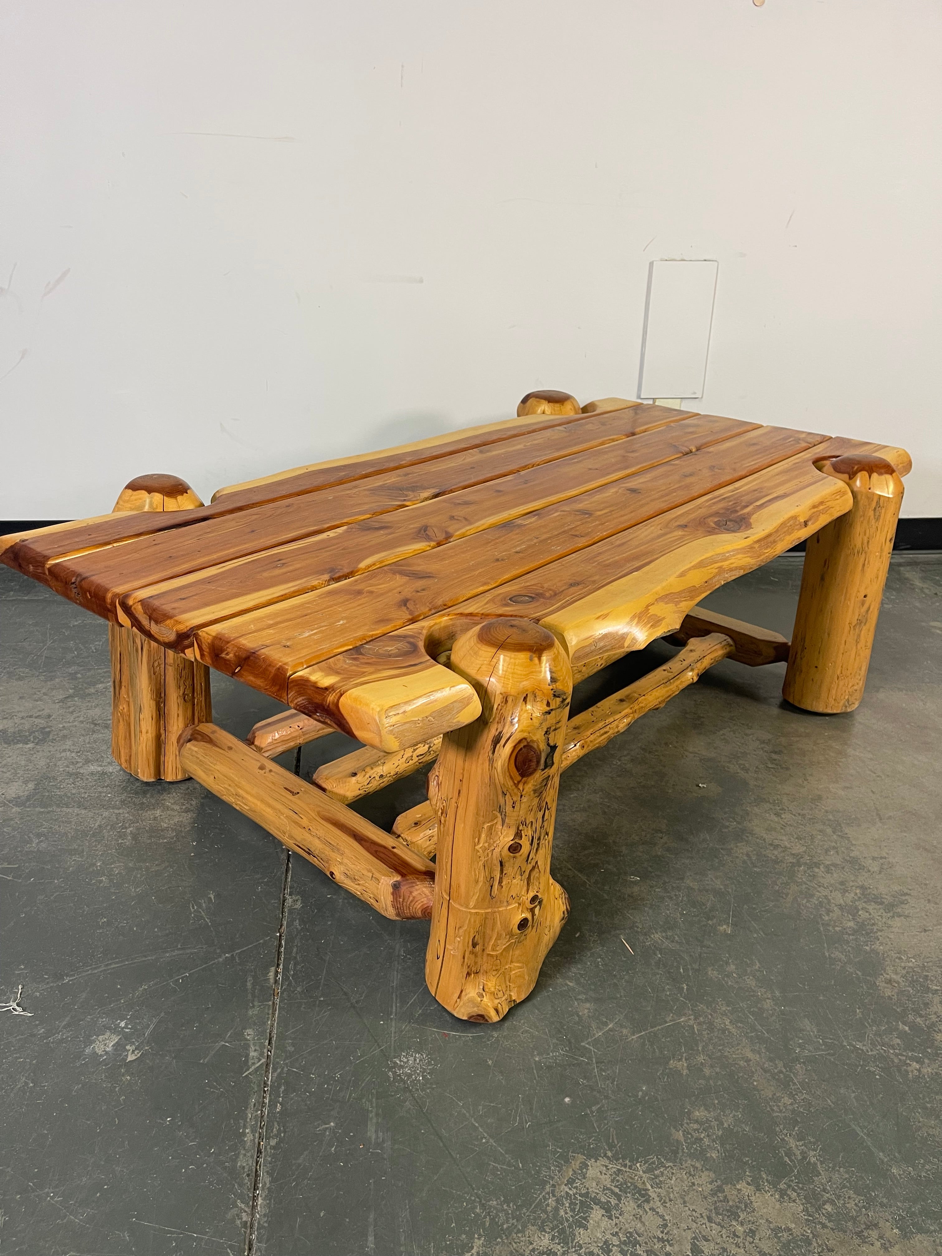 Rustic Cedar Log Coffee Table