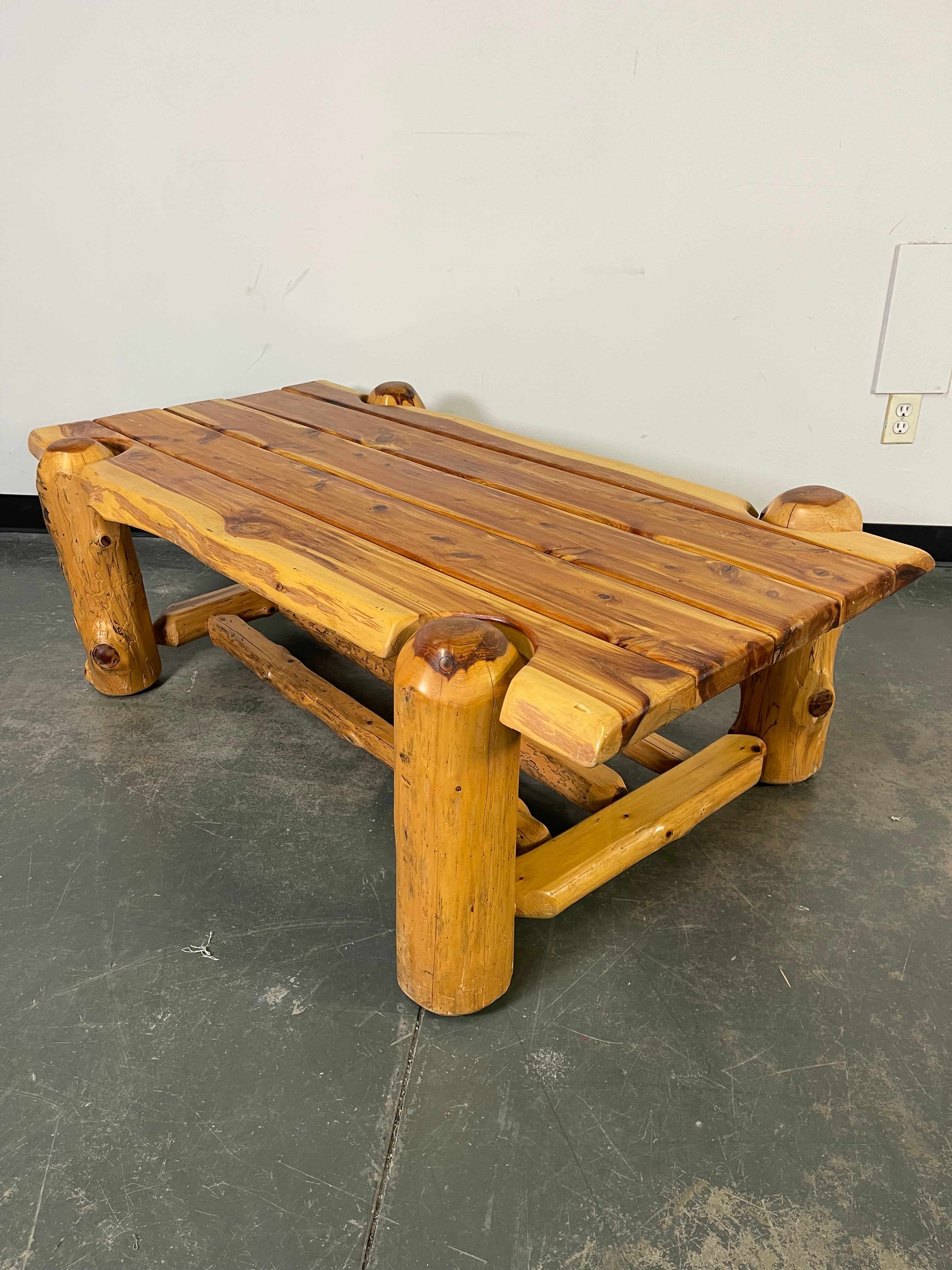 Rustic Cedar Log Coffee Table