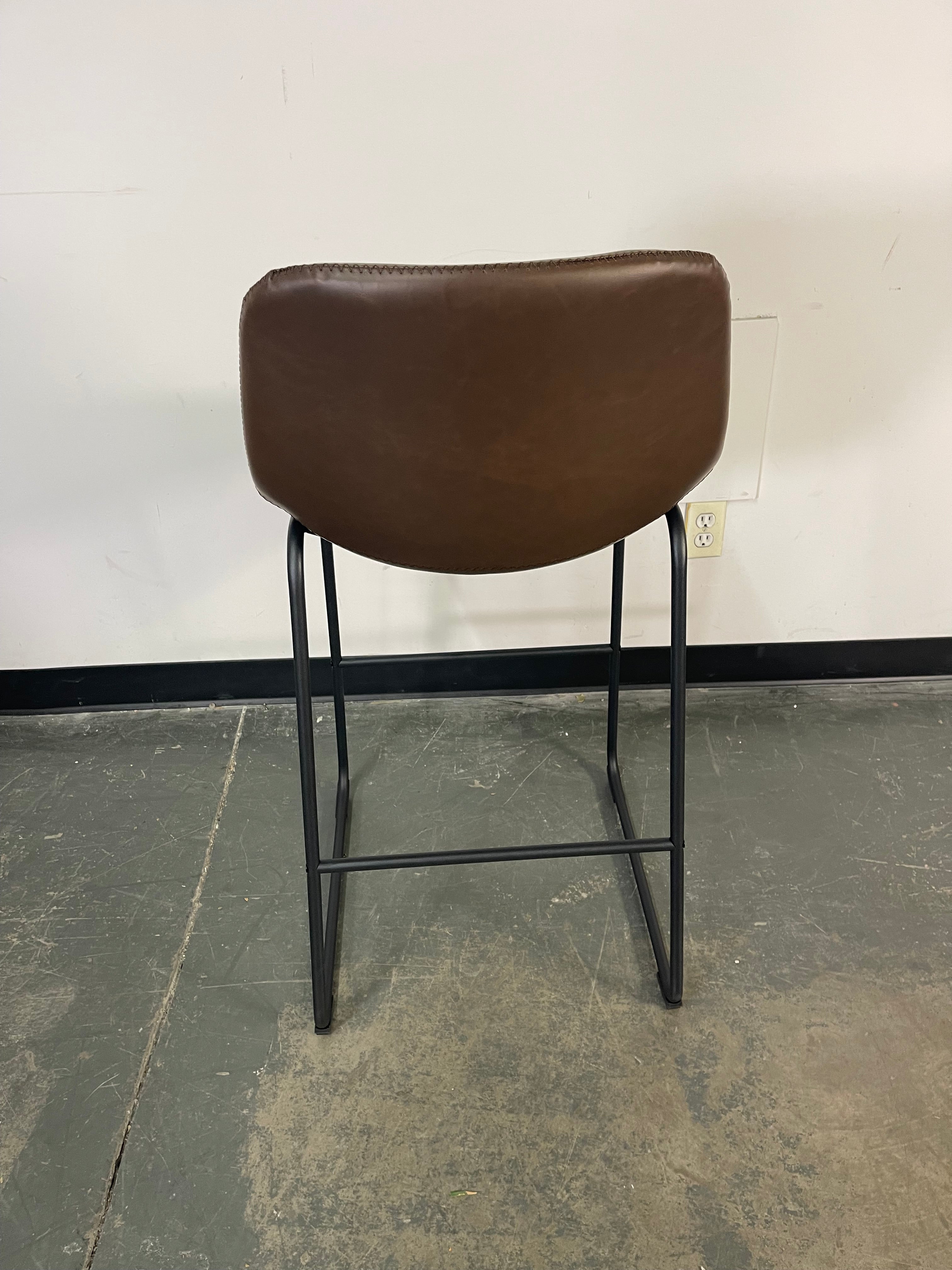 Modern Brown Faux Leather Bar Stools