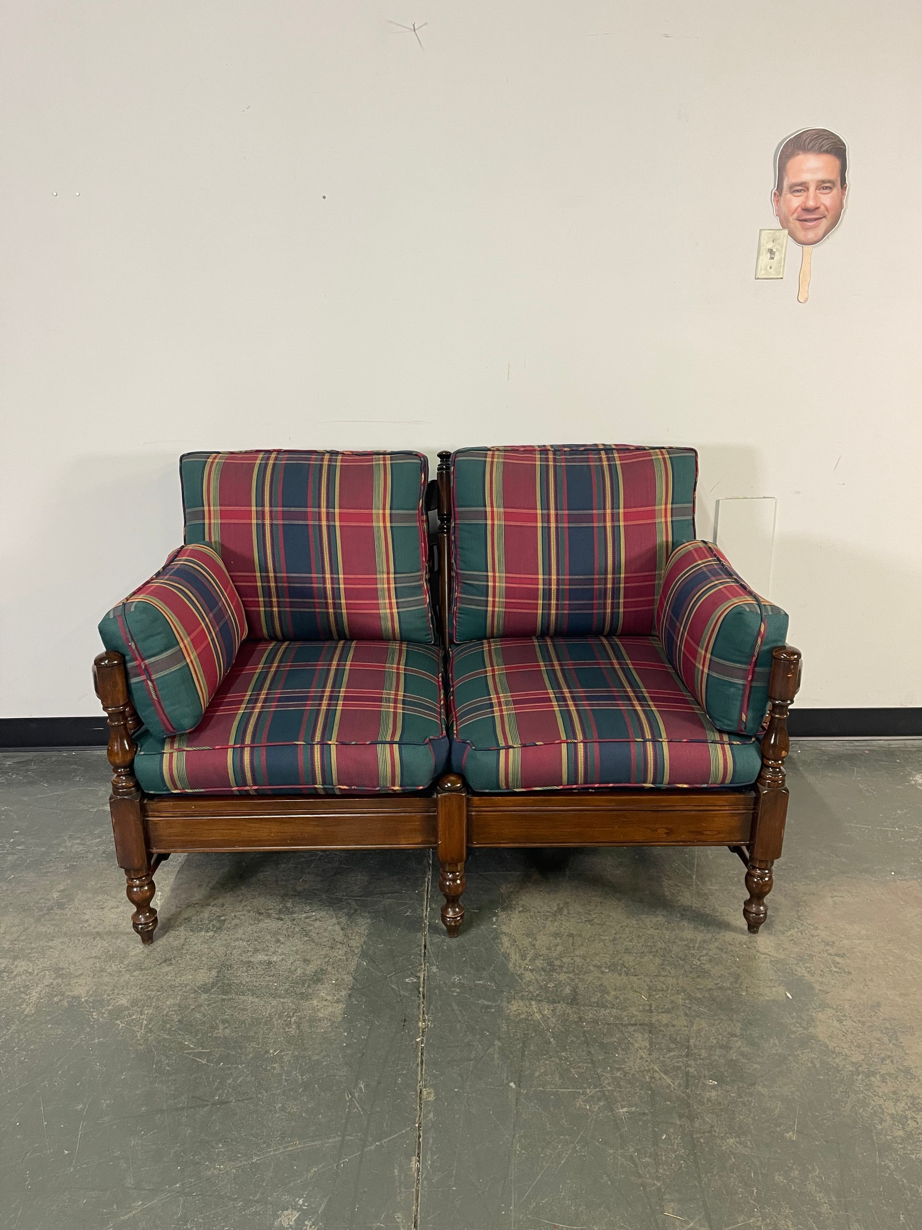 Classic Plaid Sofa &amp; Loveseat Set