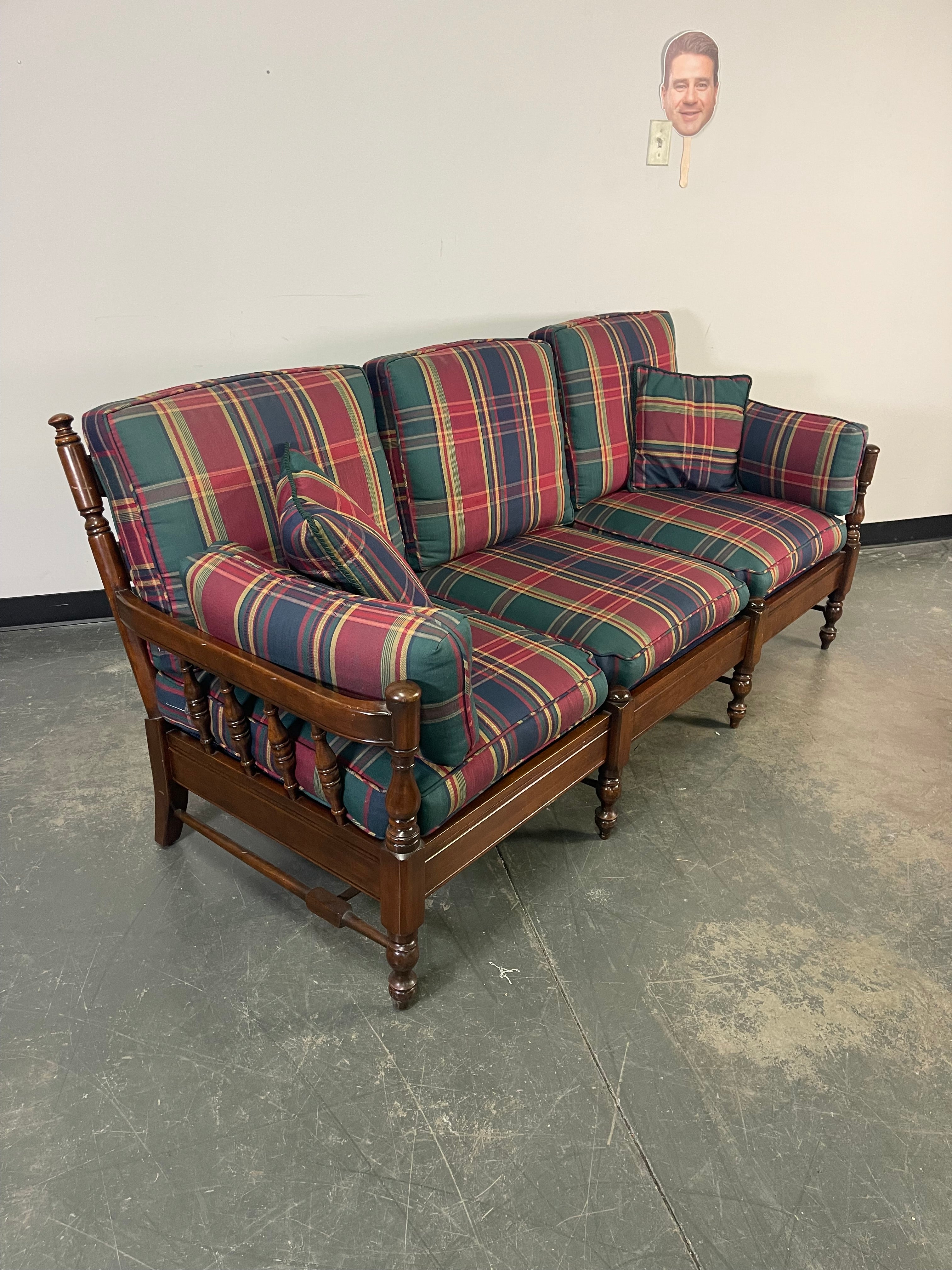 Classic Plaid Sofa &amp; Loveseat Set
