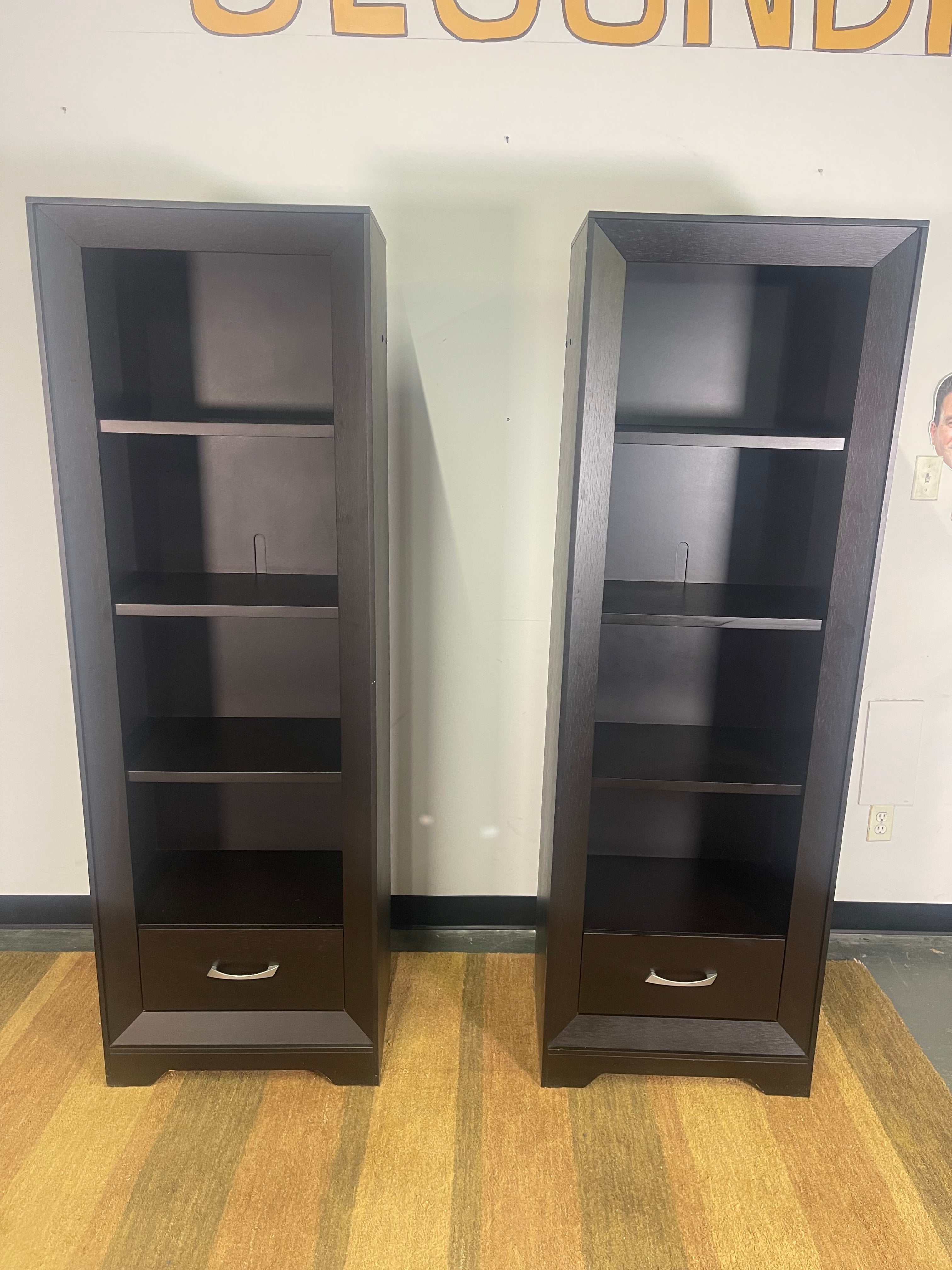 Espresso 4-Piece Wall Unit Set (2 Bookshelves + 2 Cube Storage)