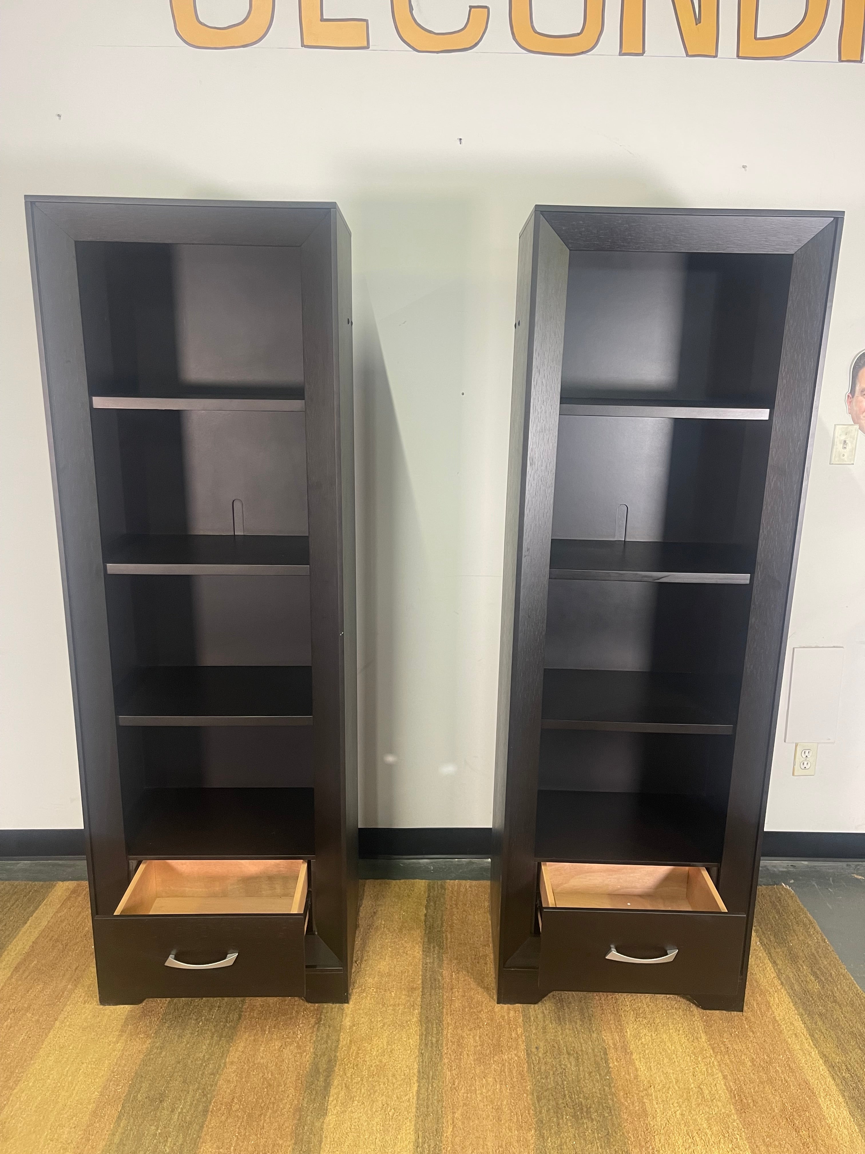 Espresso 4-Piece Wall Unit Set (2 Bookshelves + 2 Cube Storage)