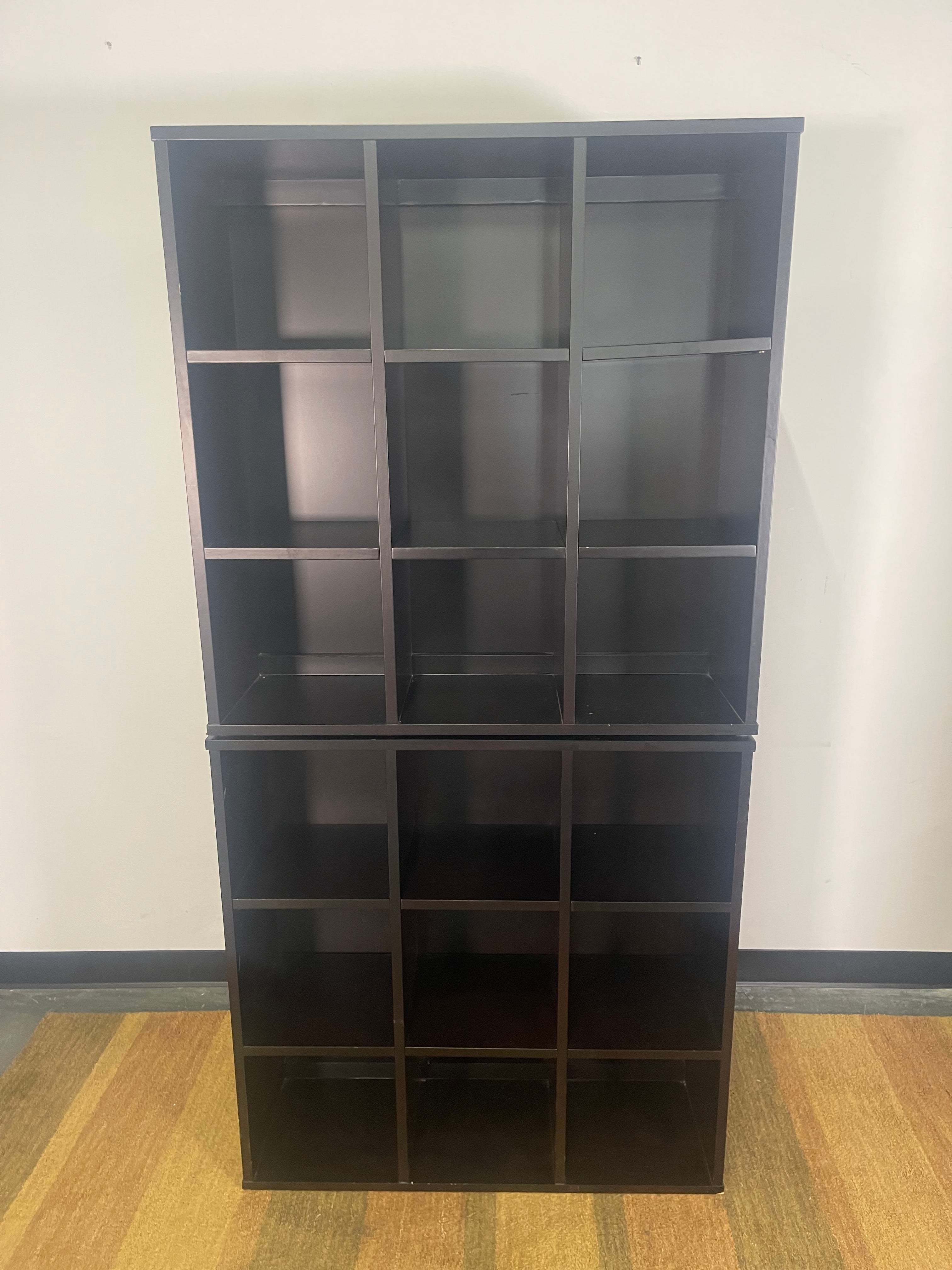 Espresso 4-Piece Wall Unit Set (2 Bookshelves + 2 Cube Storage)