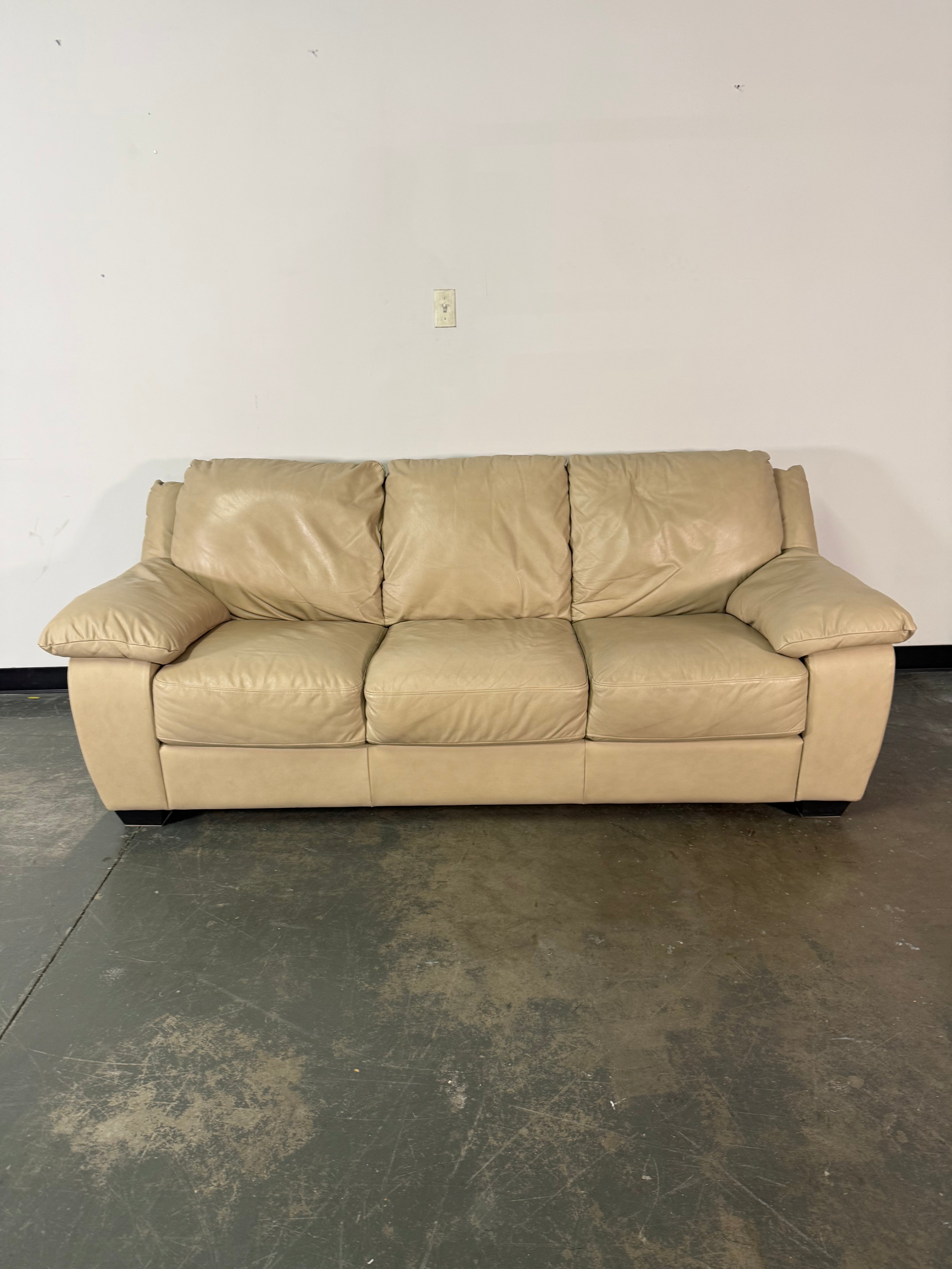 Classic Comfort Tan Leather Sofa