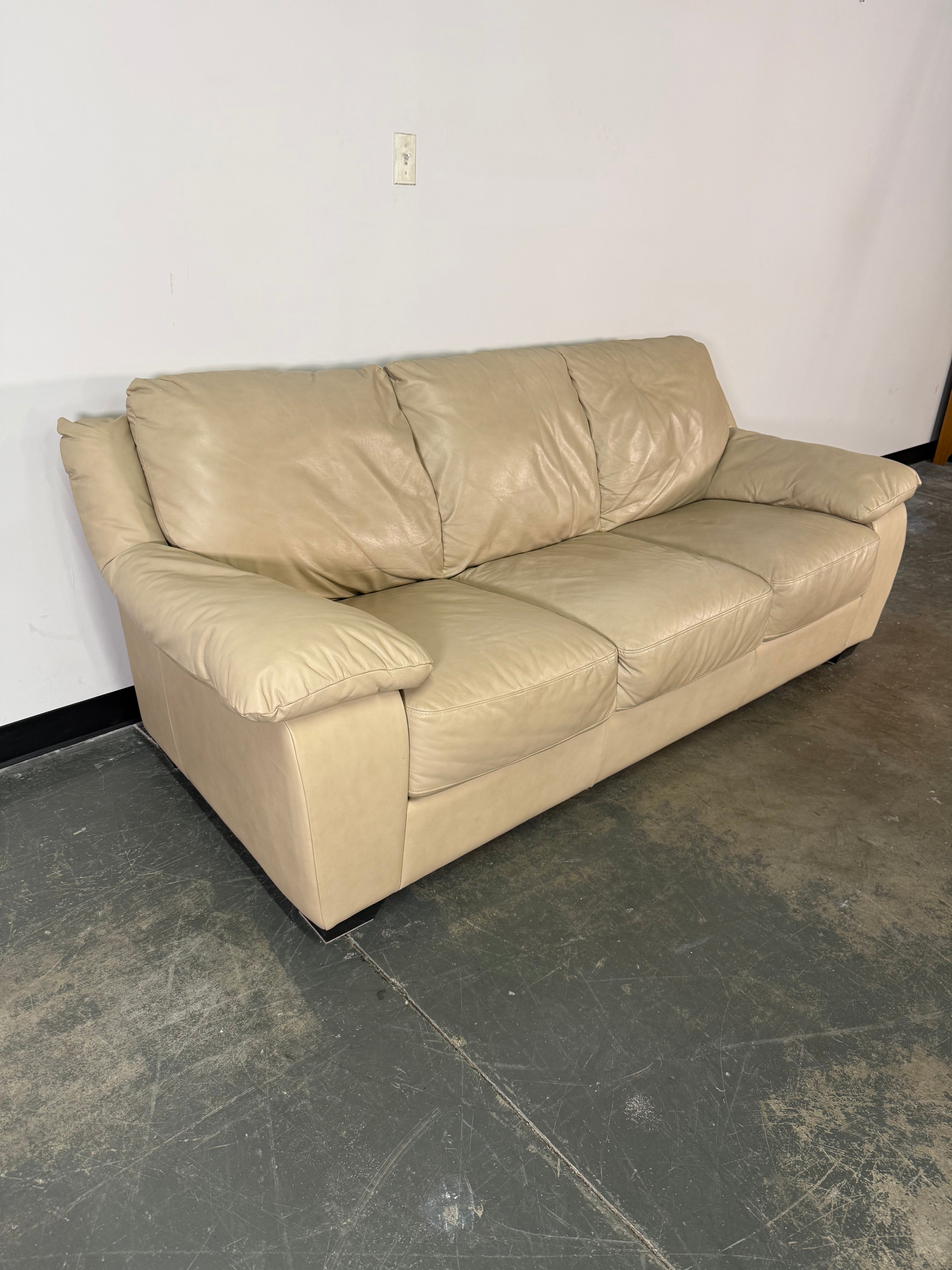 Classic Comfort Tan Leather Sofa