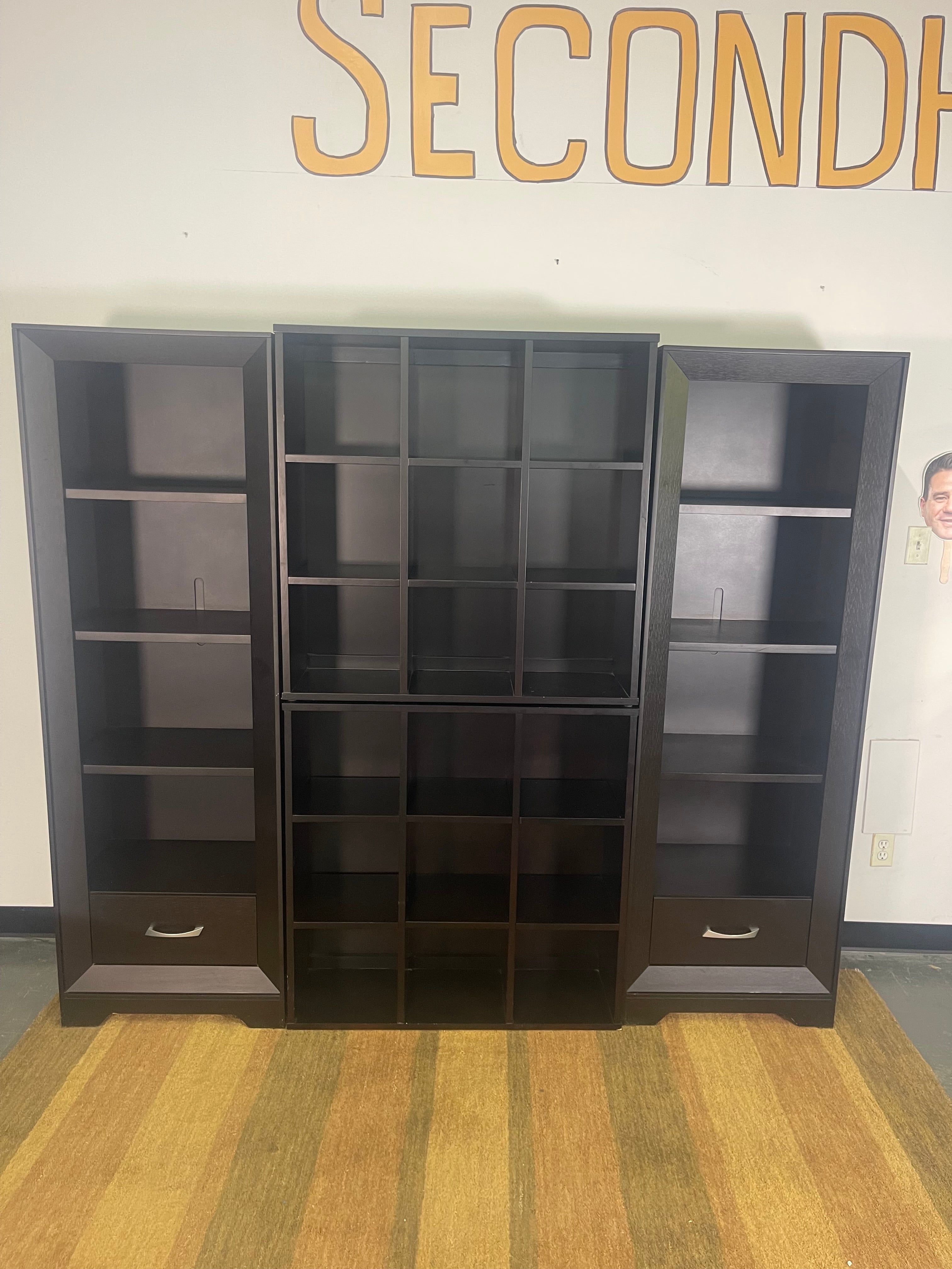 Espresso 4-Piece Wall Unit Set (2 Bookshelves + 2 Cube Storage)