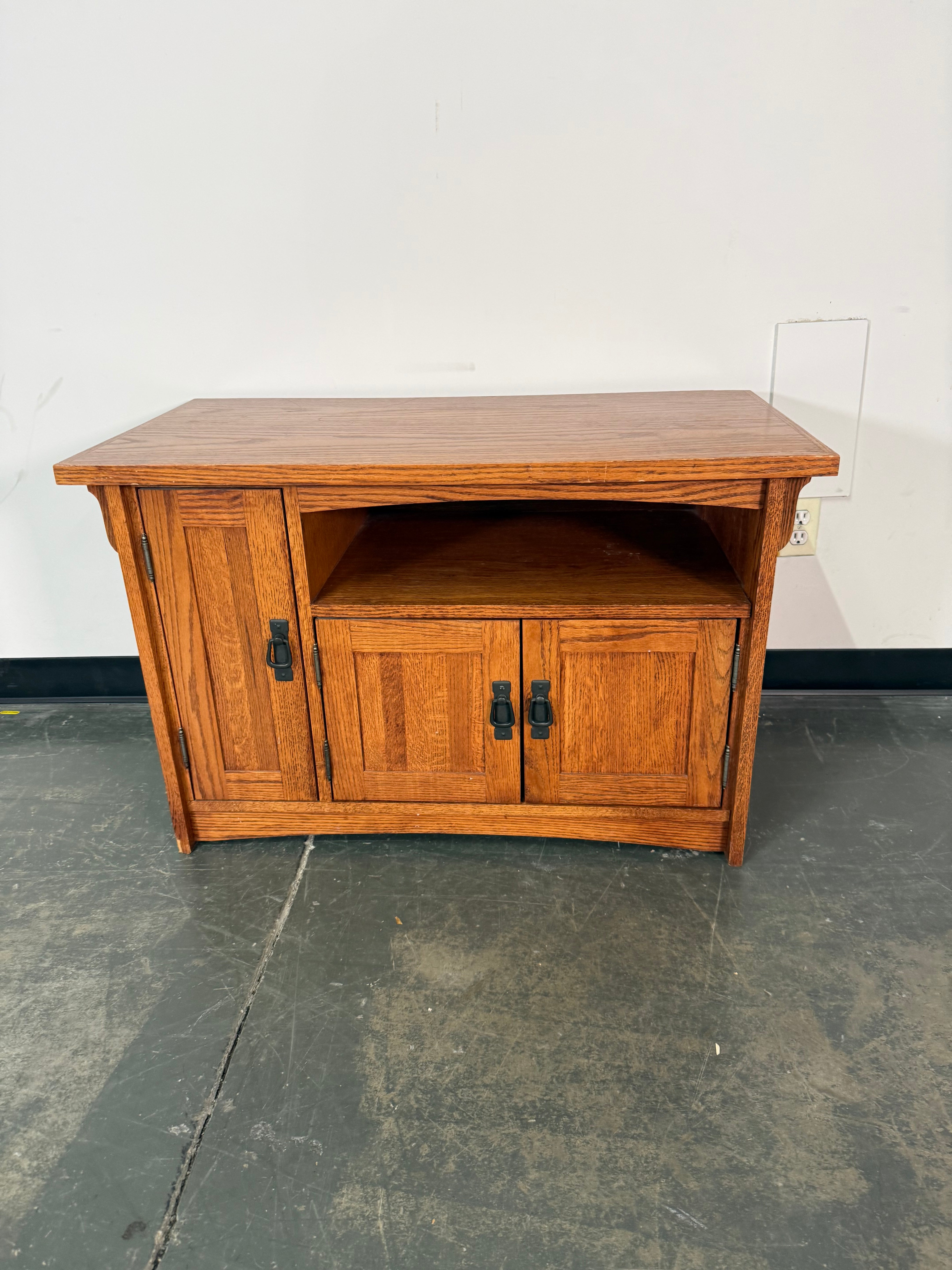 Solid Oak Corner TV Stand / Media Cabinet