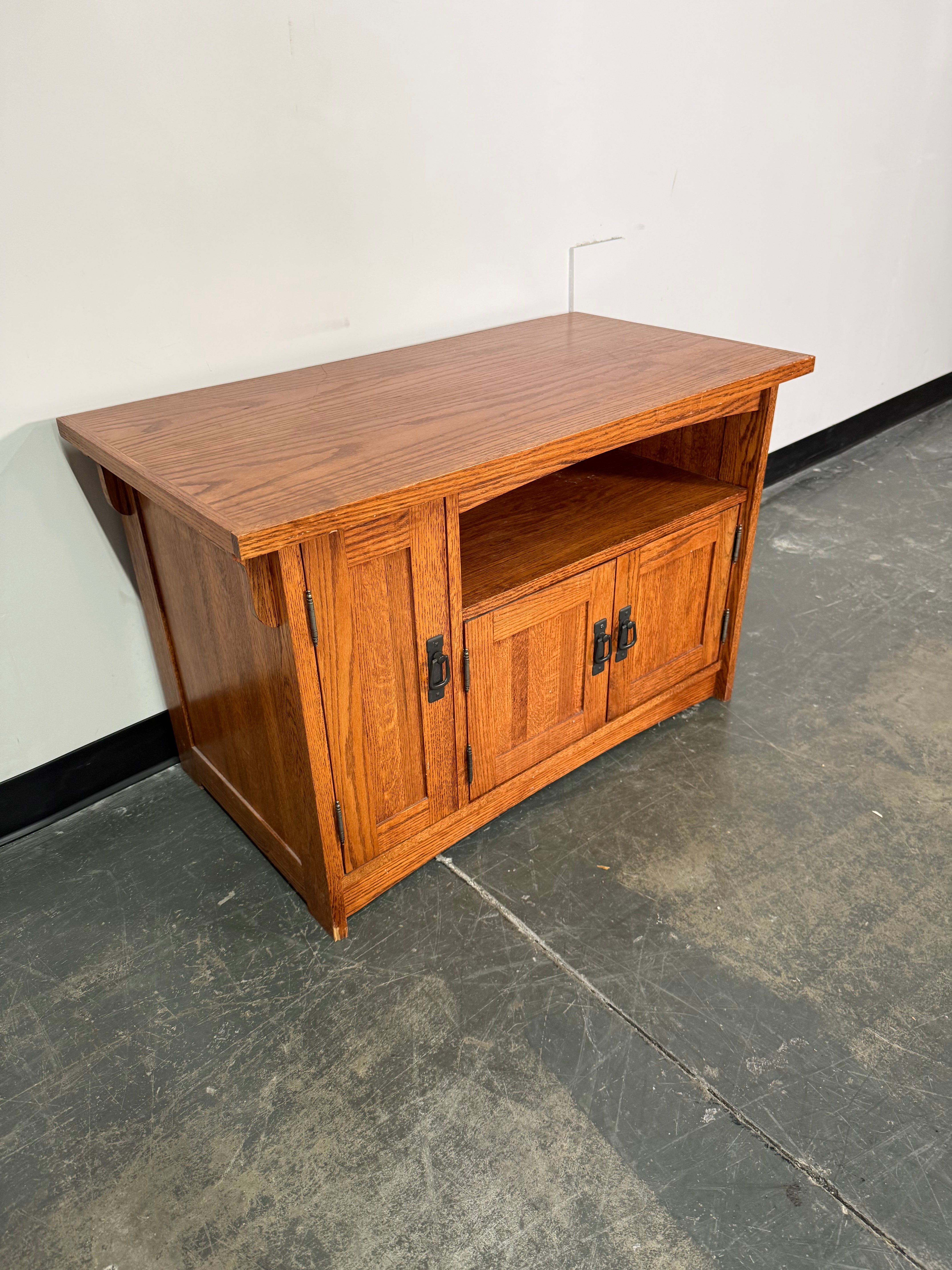 Solid Oak Corner TV Stand / Media Cabinet
