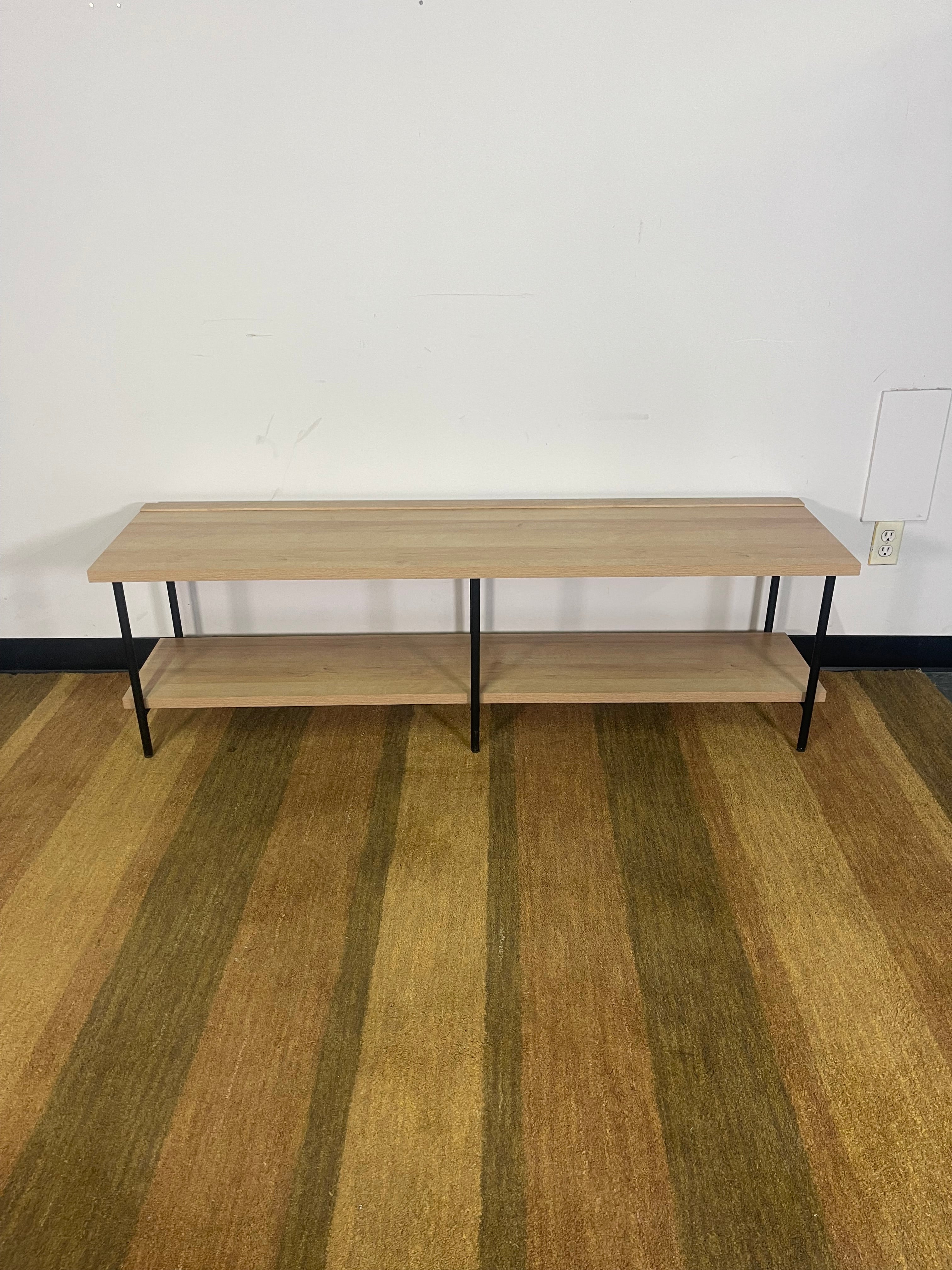 Modern Light Wood TV Stand with Metal Legs