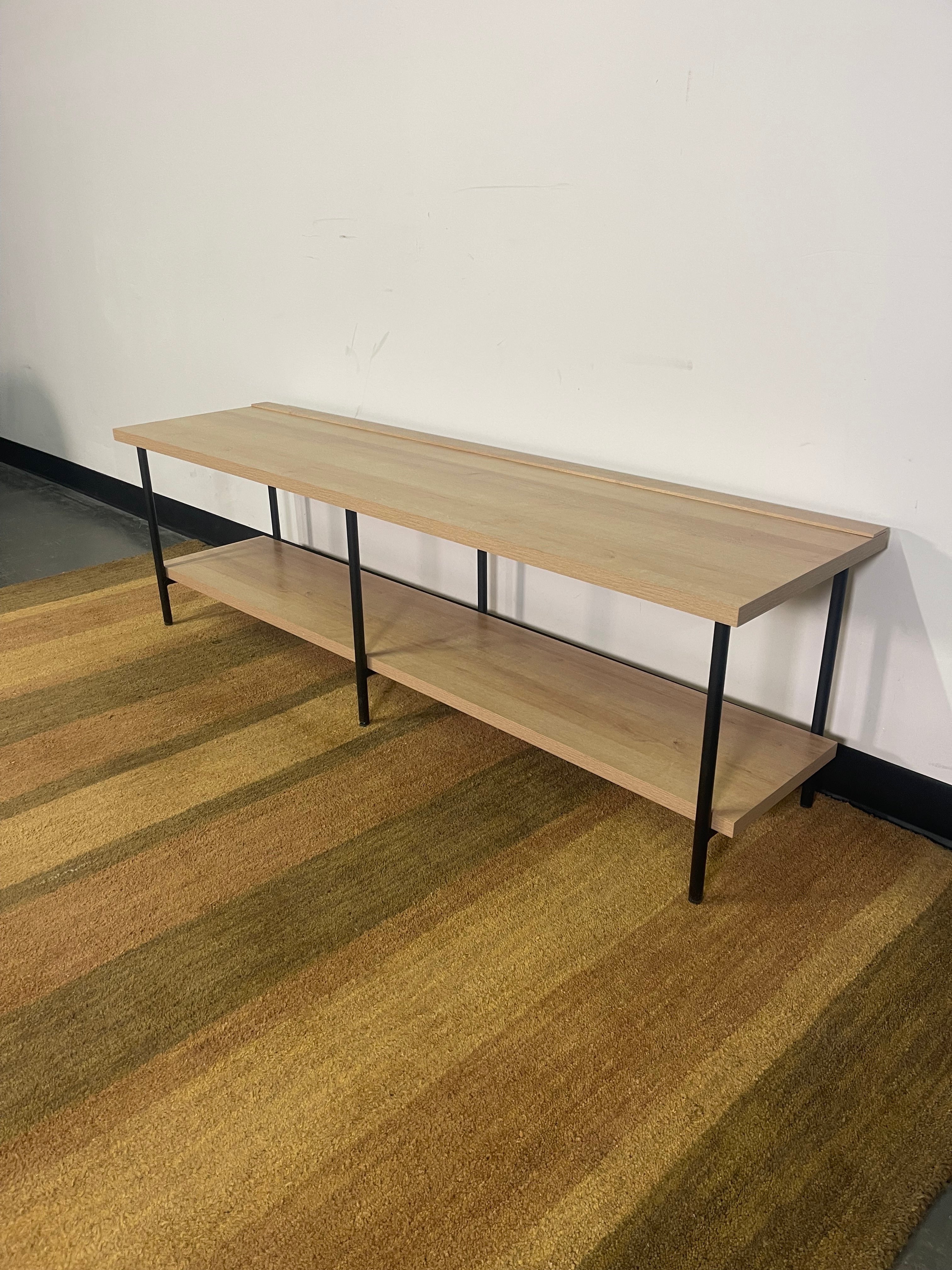 Modern Light Wood TV Stand with Metal Legs