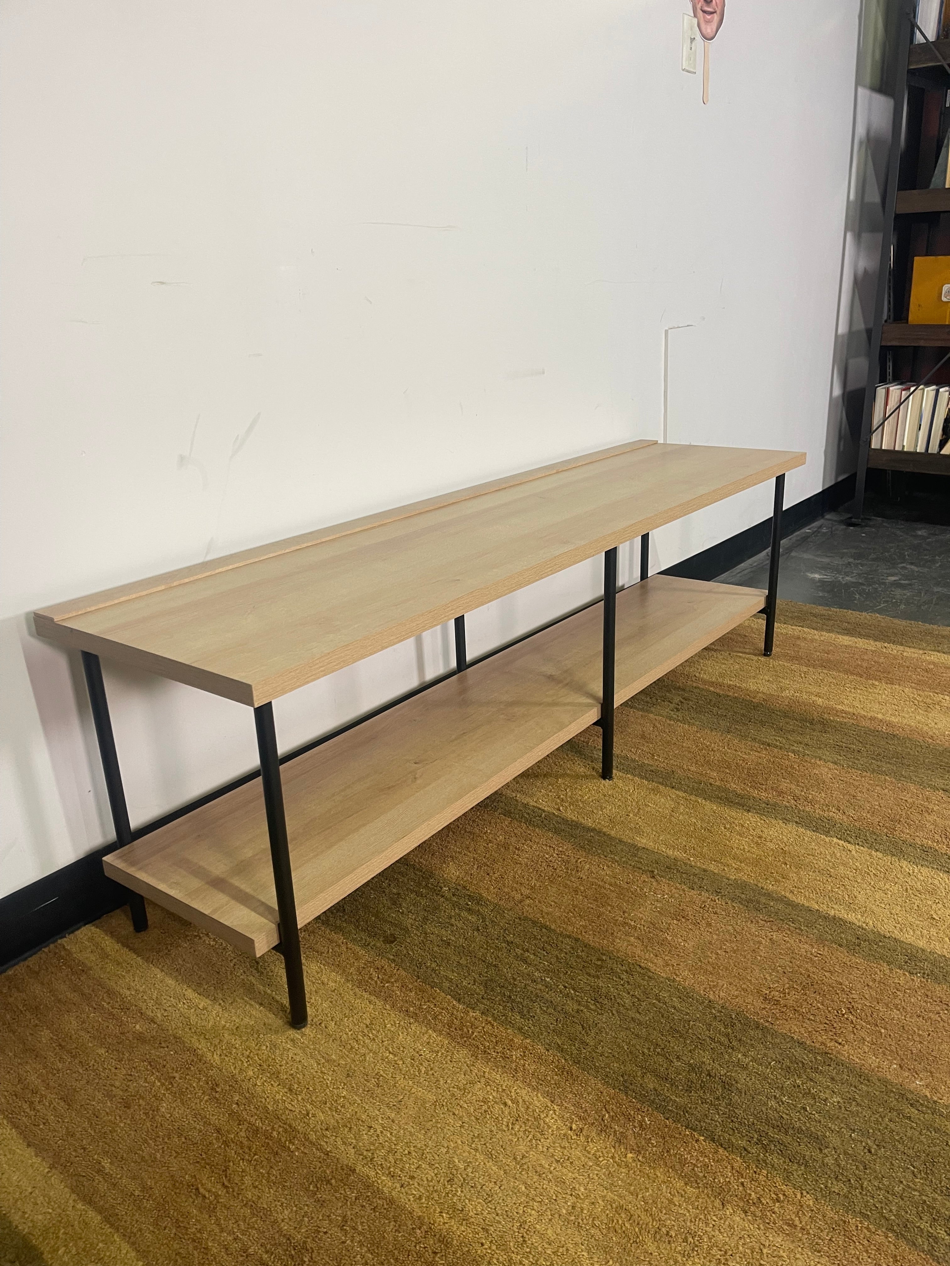 Modern Light Wood TV Stand with Metal Legs