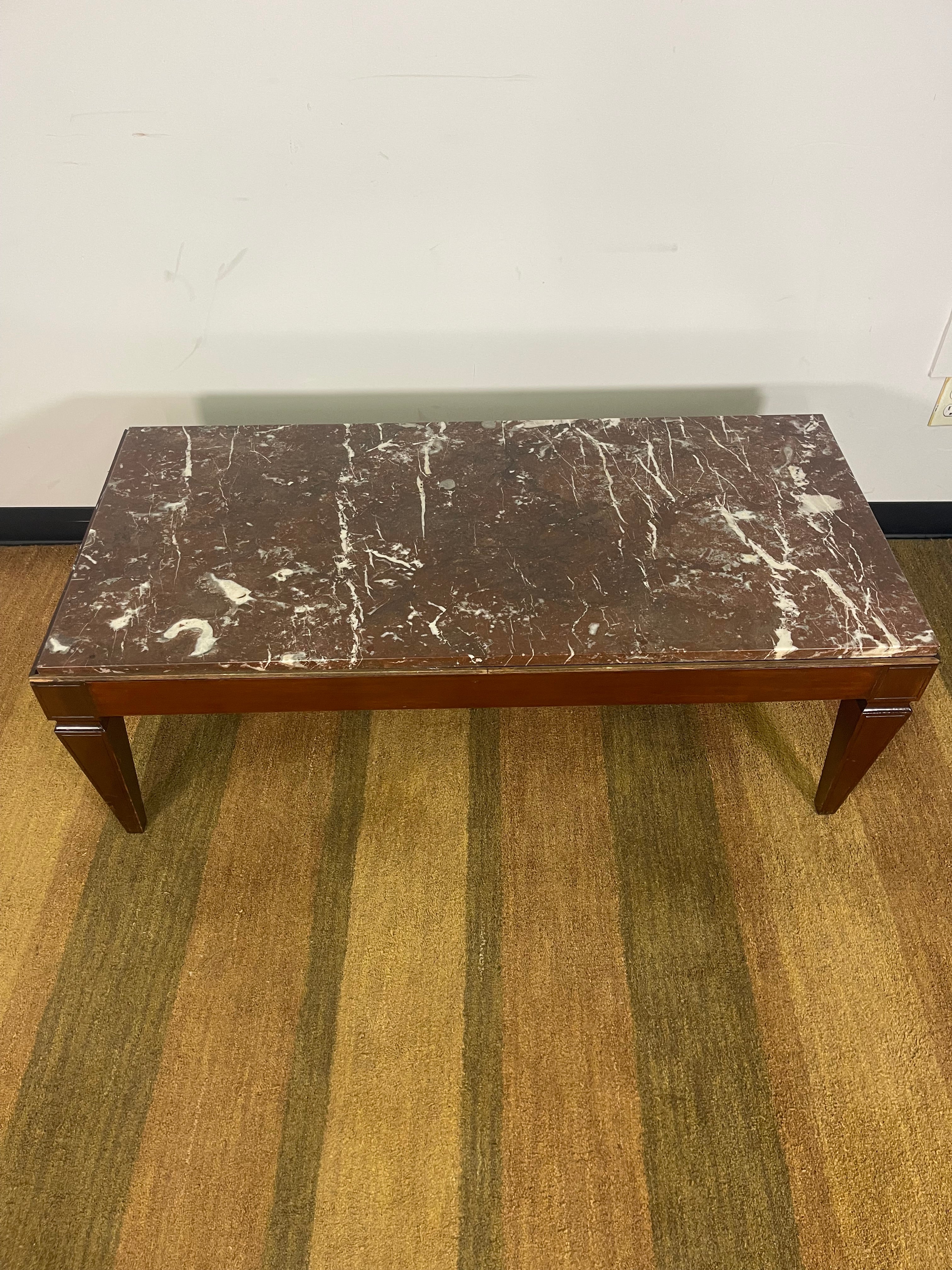 Marble Top Wood Coffee Table