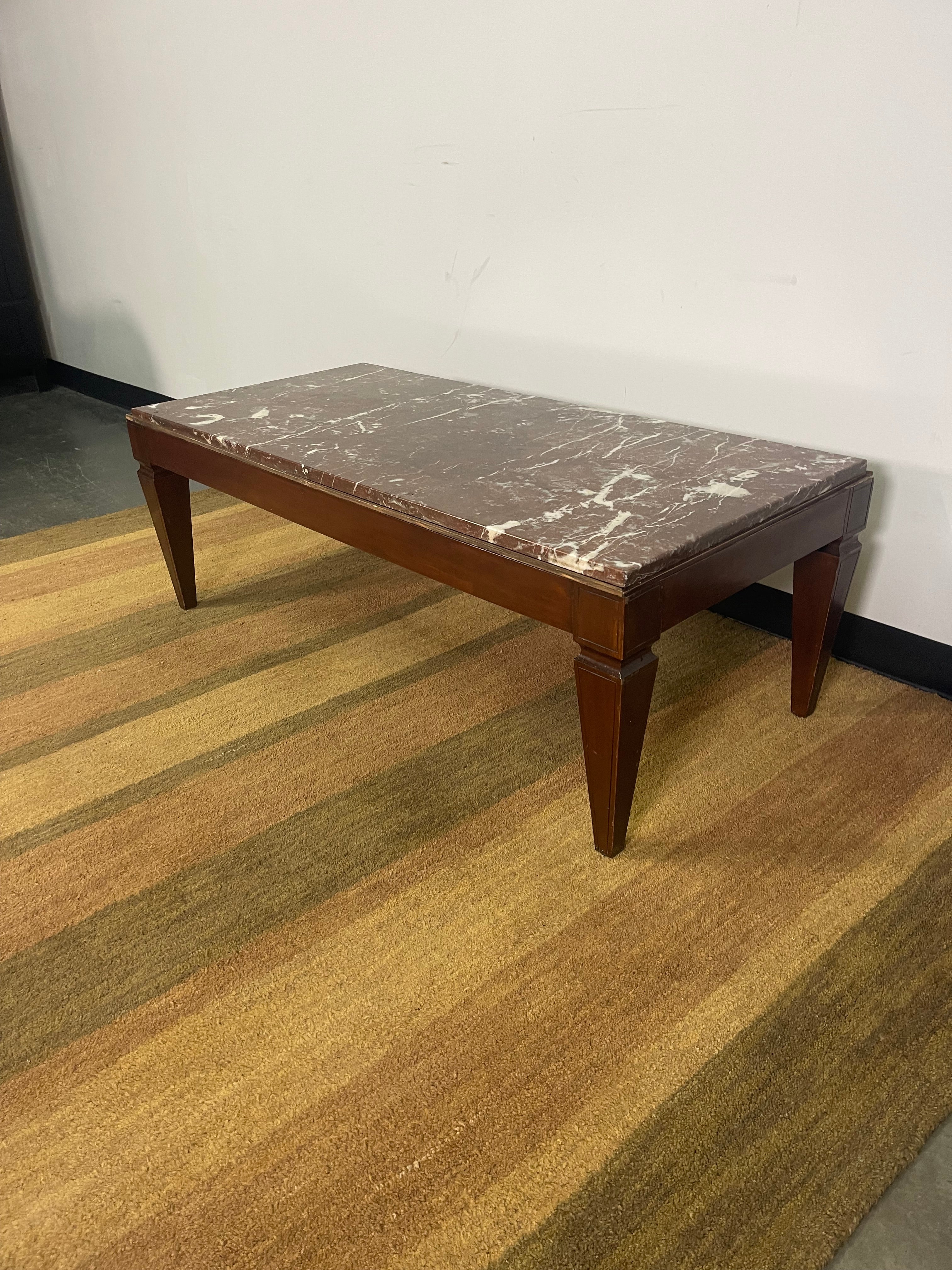 Marble Top Wood Coffee Table
