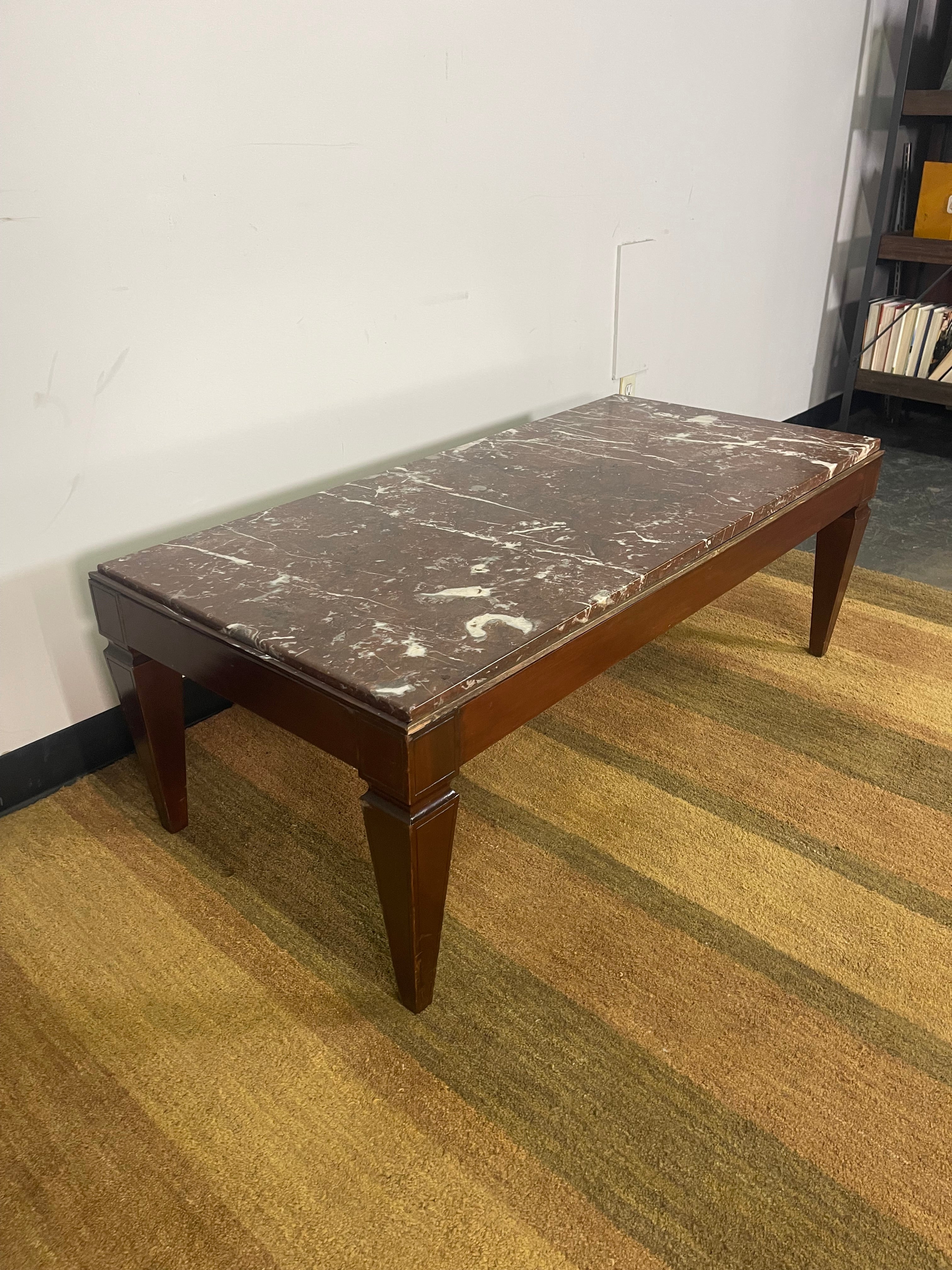 Marble Top Wood Coffee Table